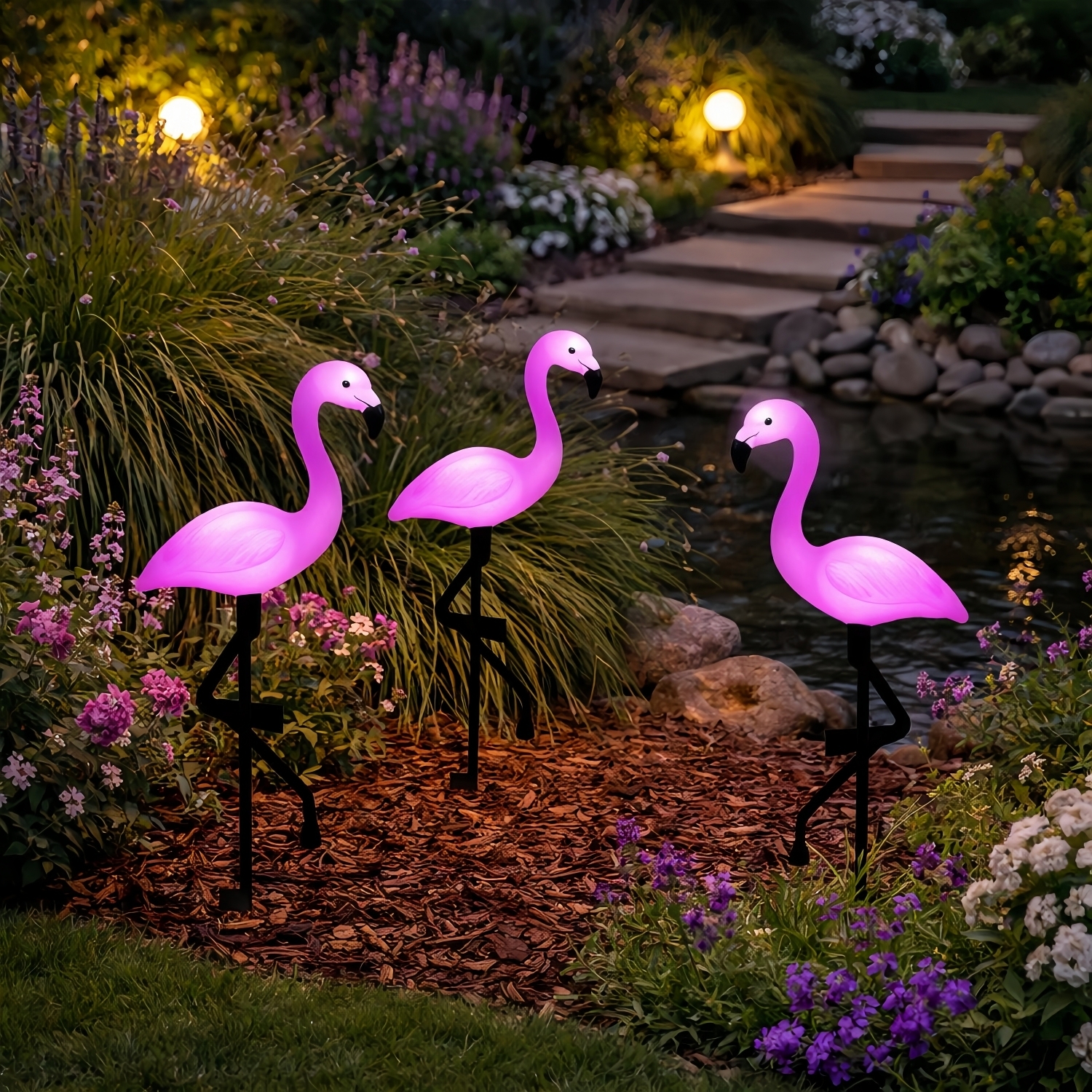 Solar Flamingo Garden Lights