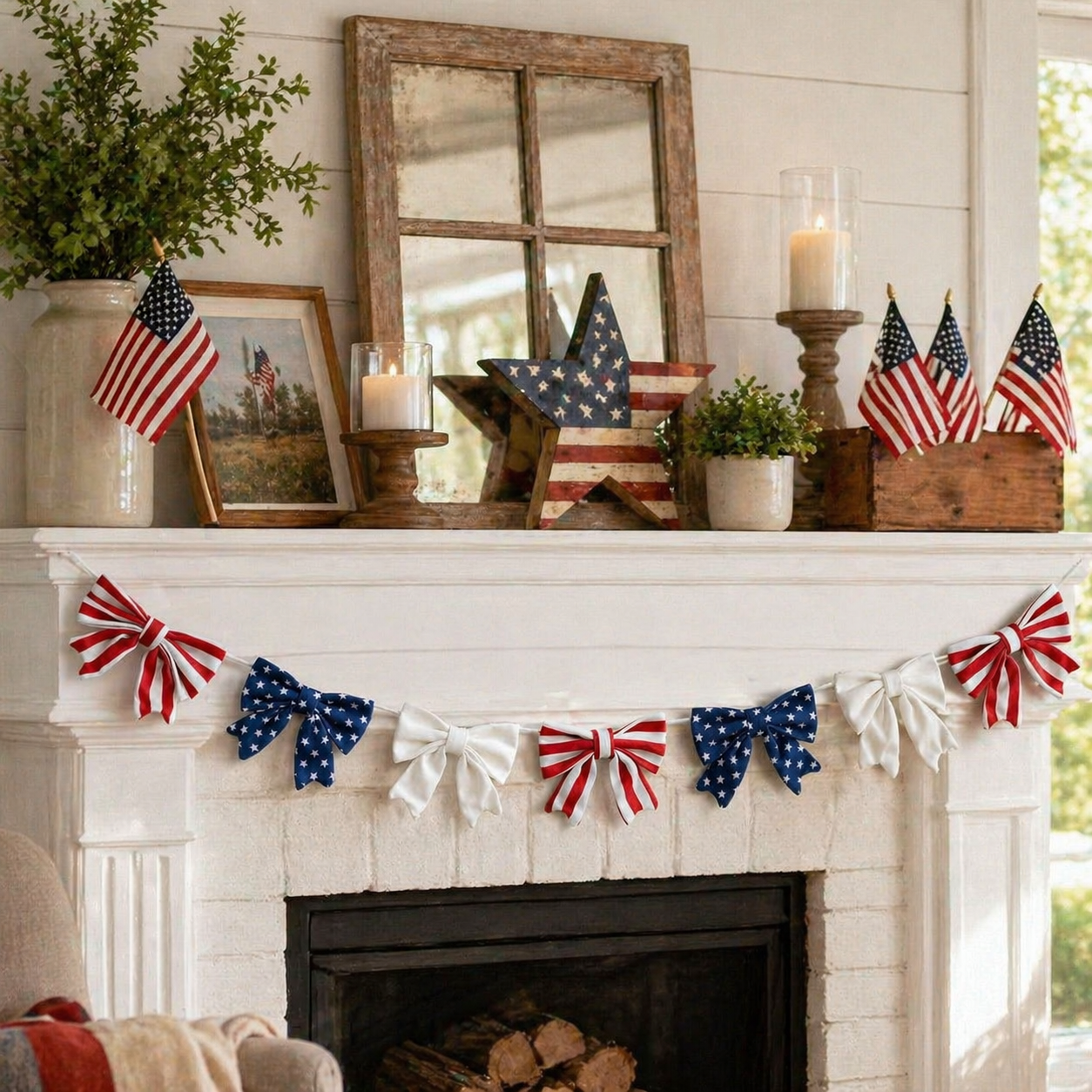 6.5 Ft Patriotic Bow Garland