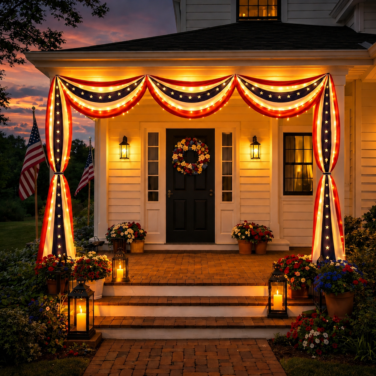 236" Lighted Patriotic Porch Banner