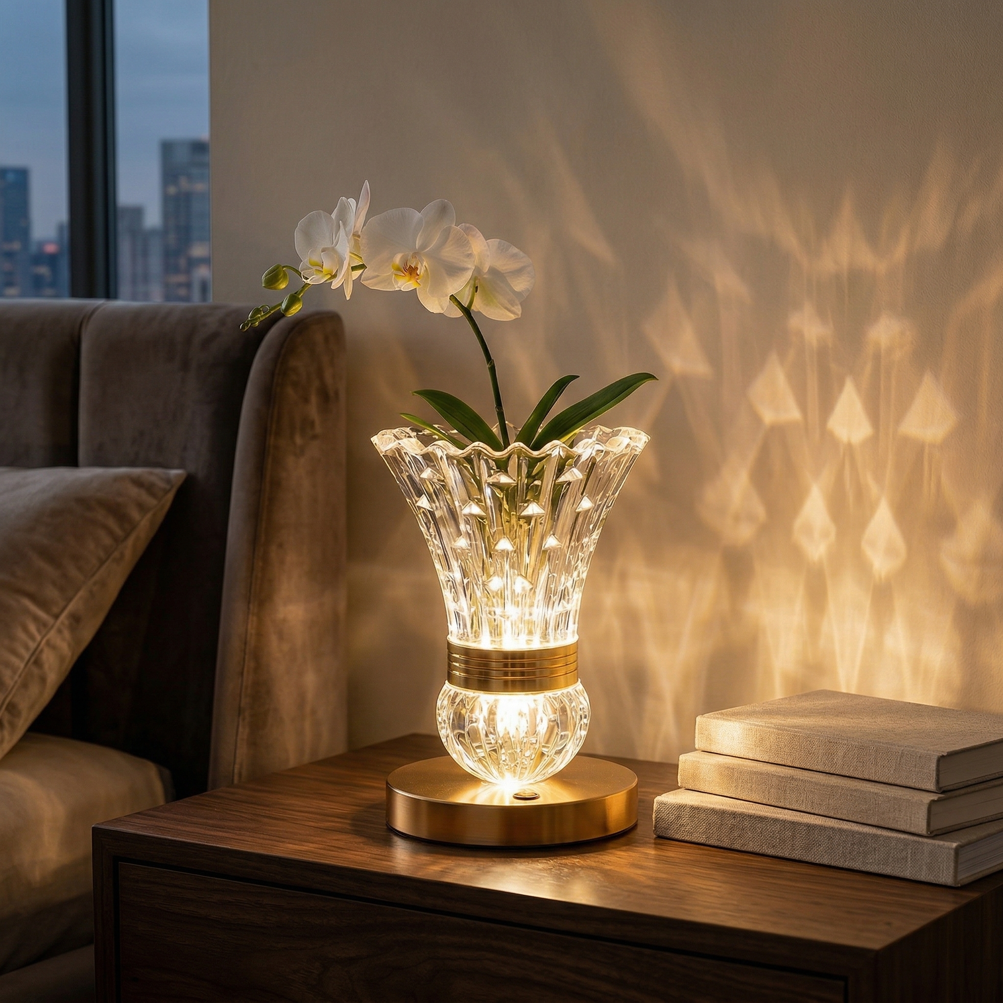 2-in-1 Crystal Vase Table Lamp