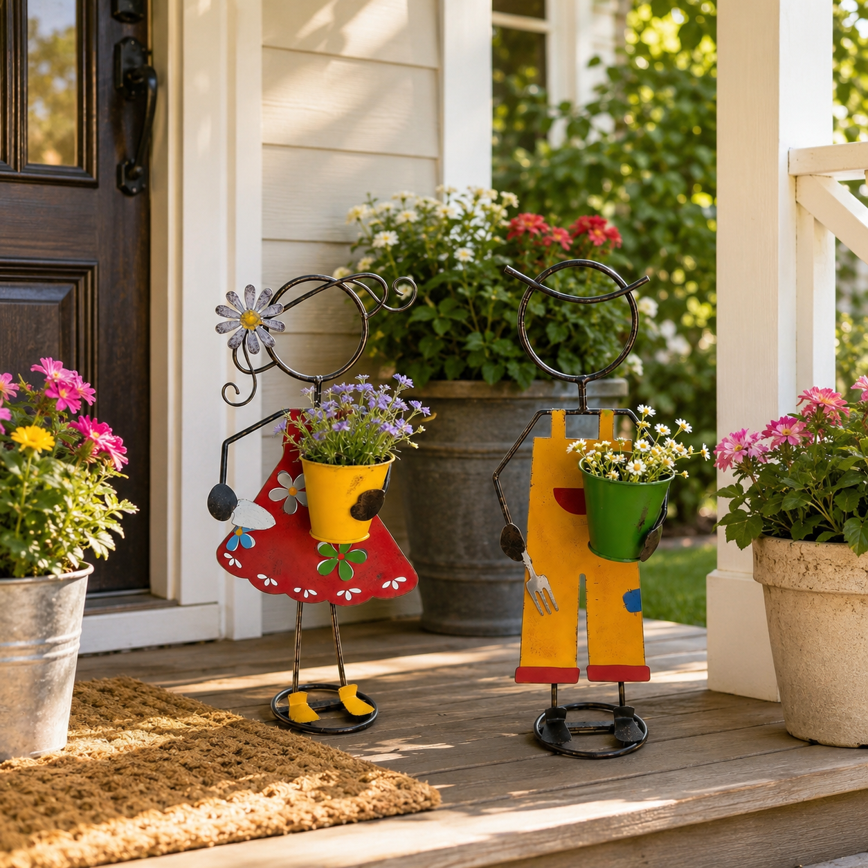 Cute Metal Garden Planter Statue