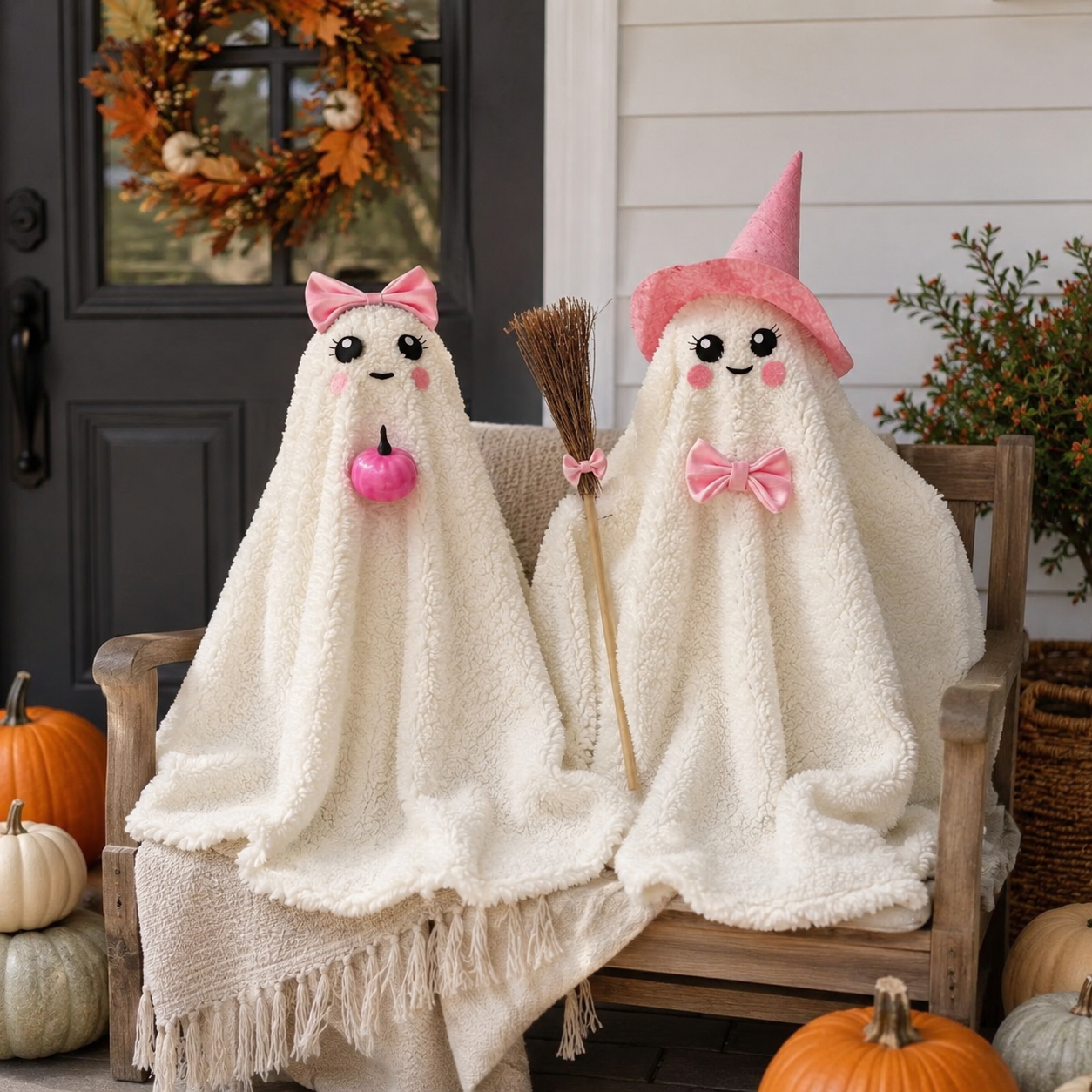Lighted Plush Ghost Halloween Decorations