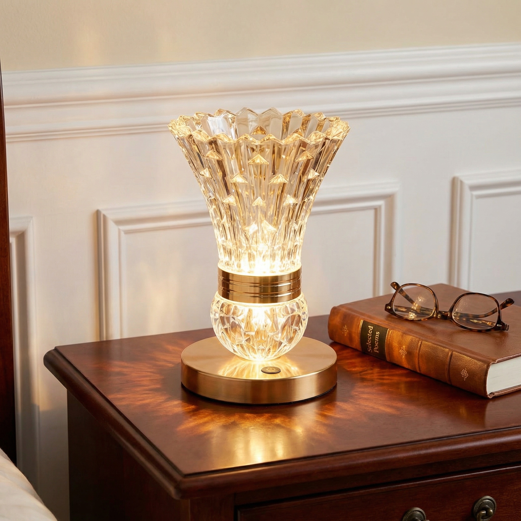 2-in-1 Crystal Vase Table Lamp