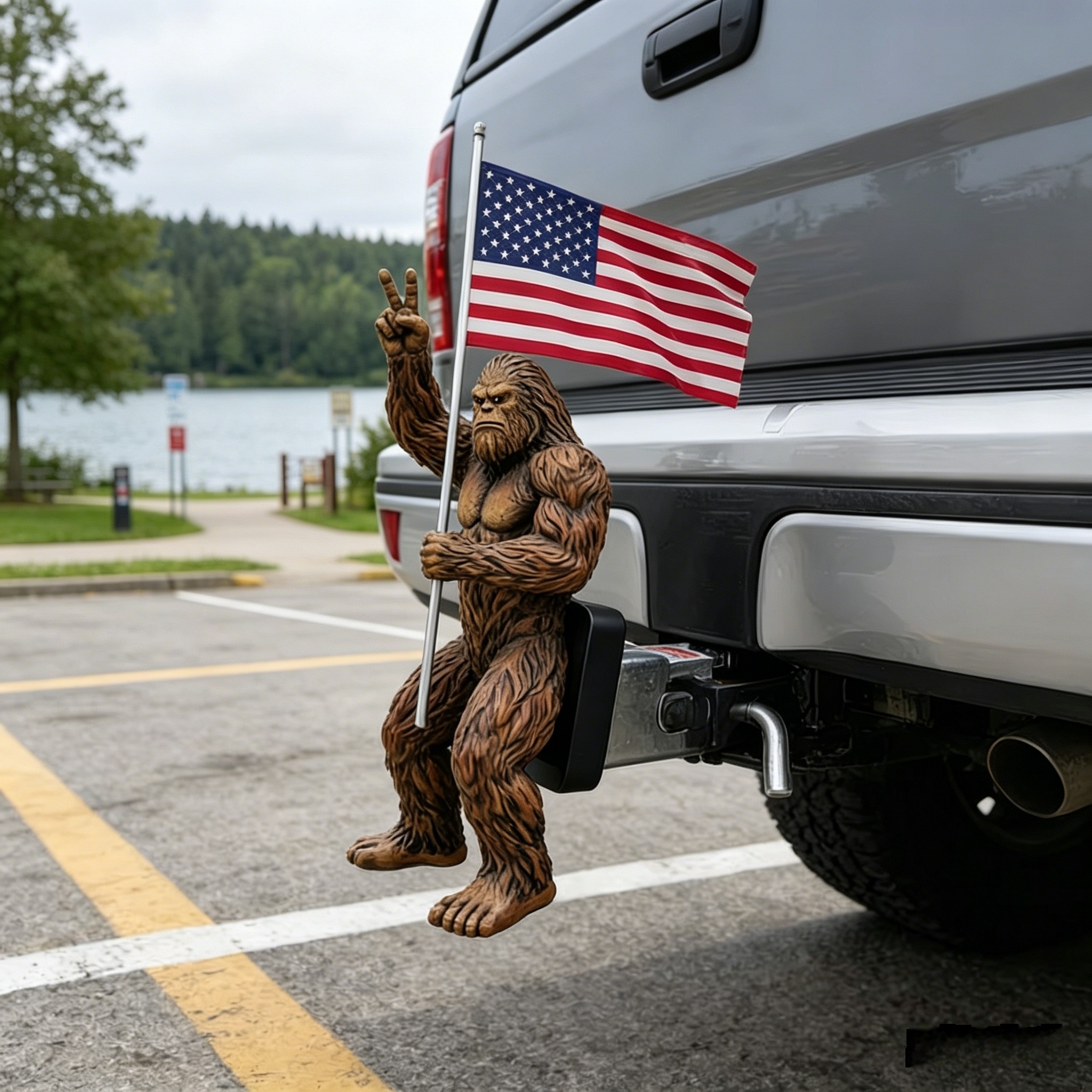 Bigfoot American Flag Hitch Cover
