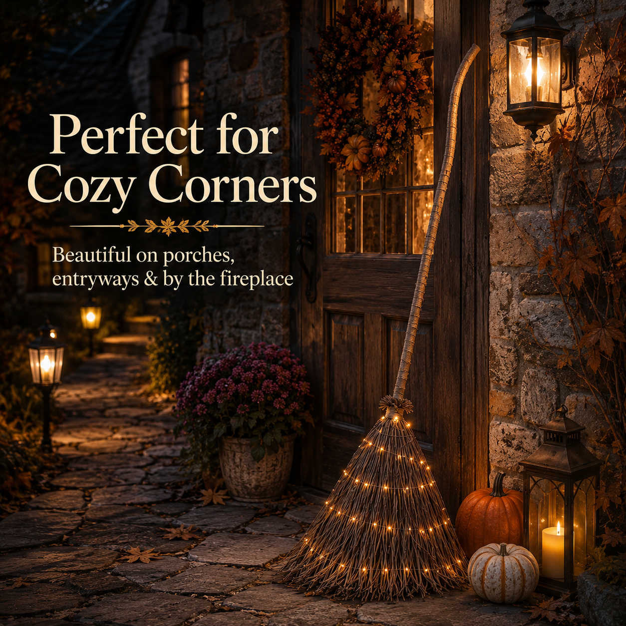 Light-Up Witch’s Broom Halloween Decor