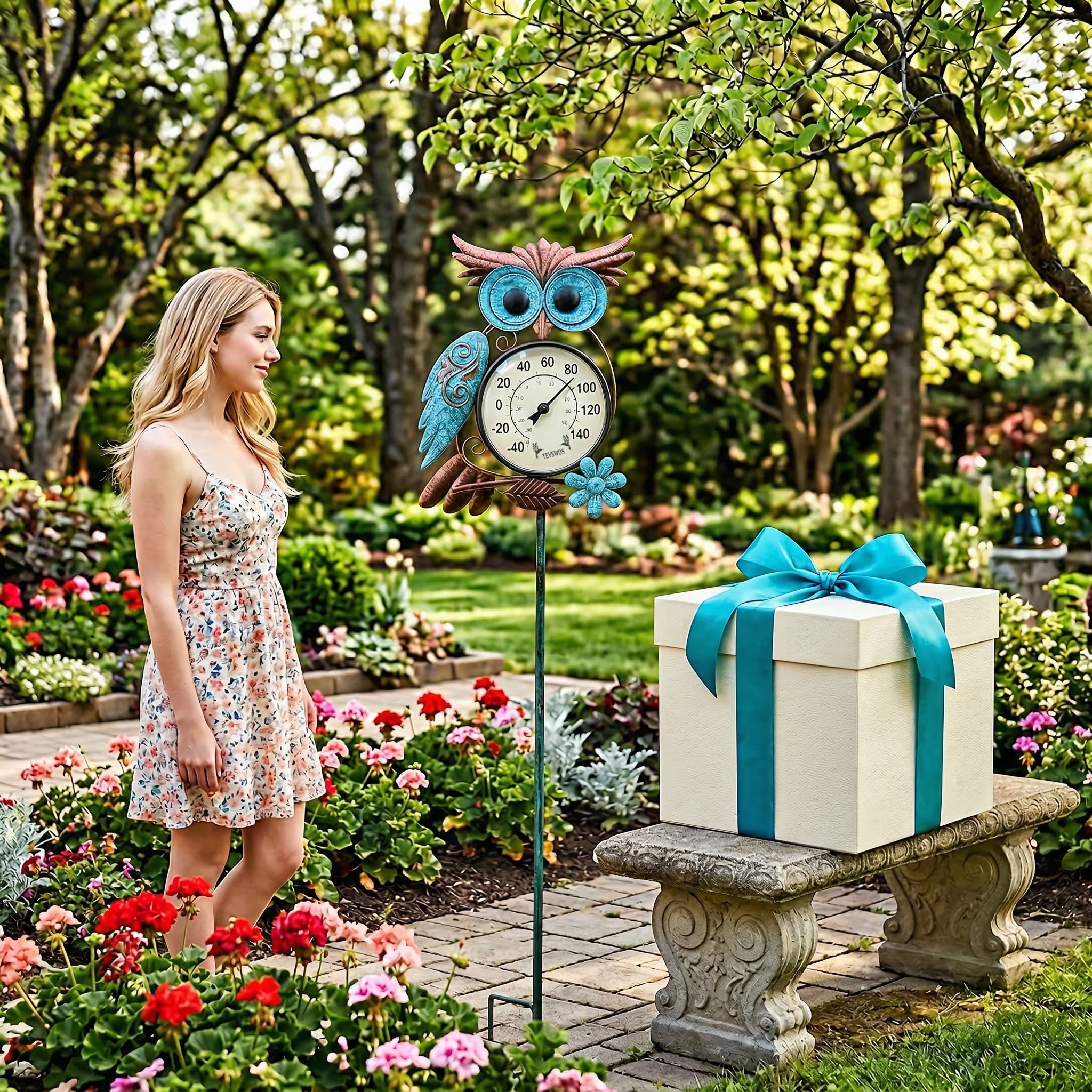 Outdoor Owl Garden Thermometer