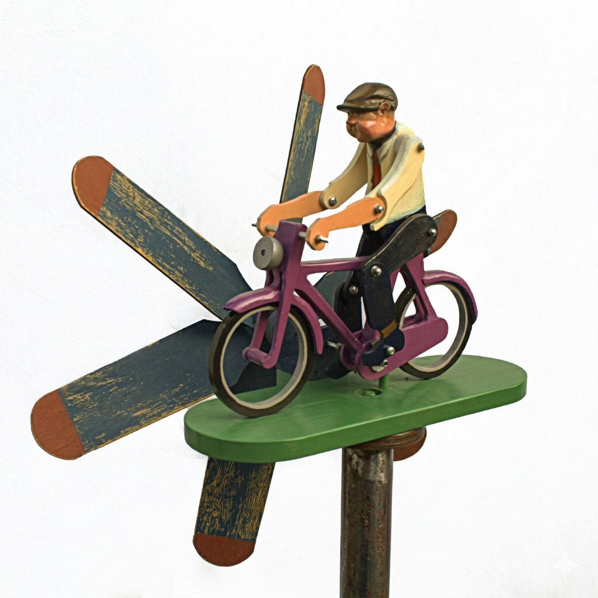 Vintage Bicycle Rider Wind Spinner Garden Stake