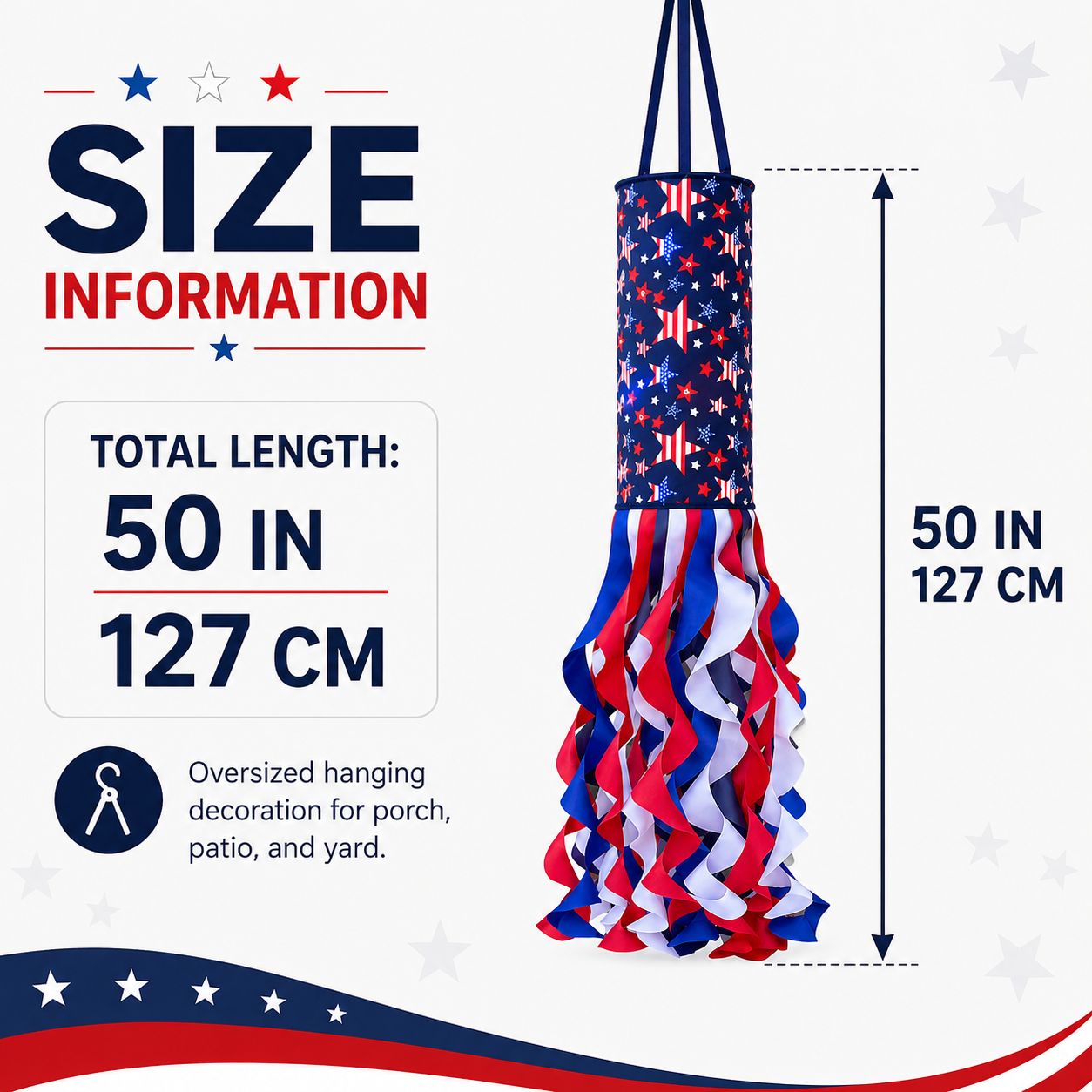 Lighted Patriotic Hanging Windsock