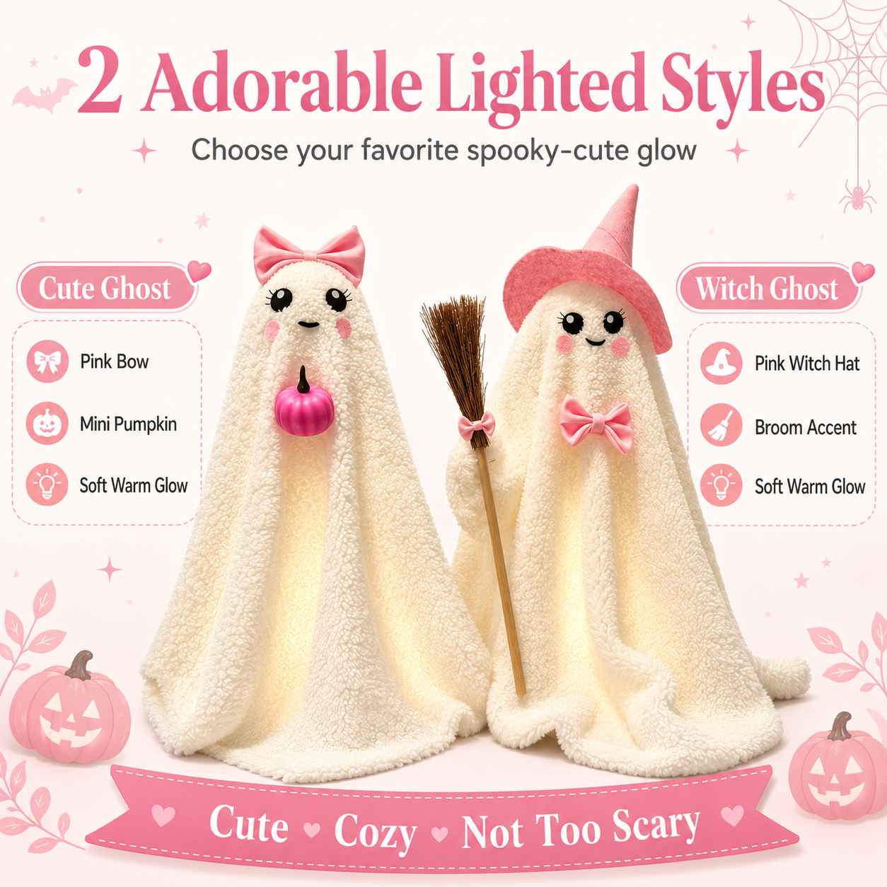 Lighted Plush Ghost Halloween Decorations