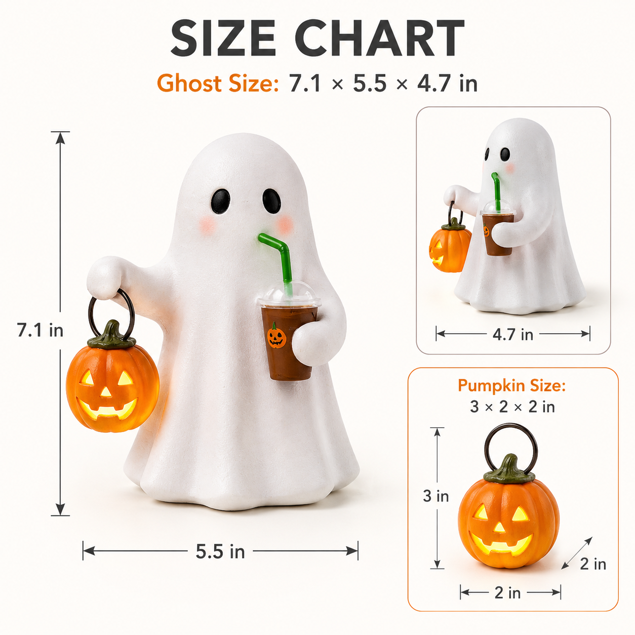 Cute Ghost Pumpkin Night Light
