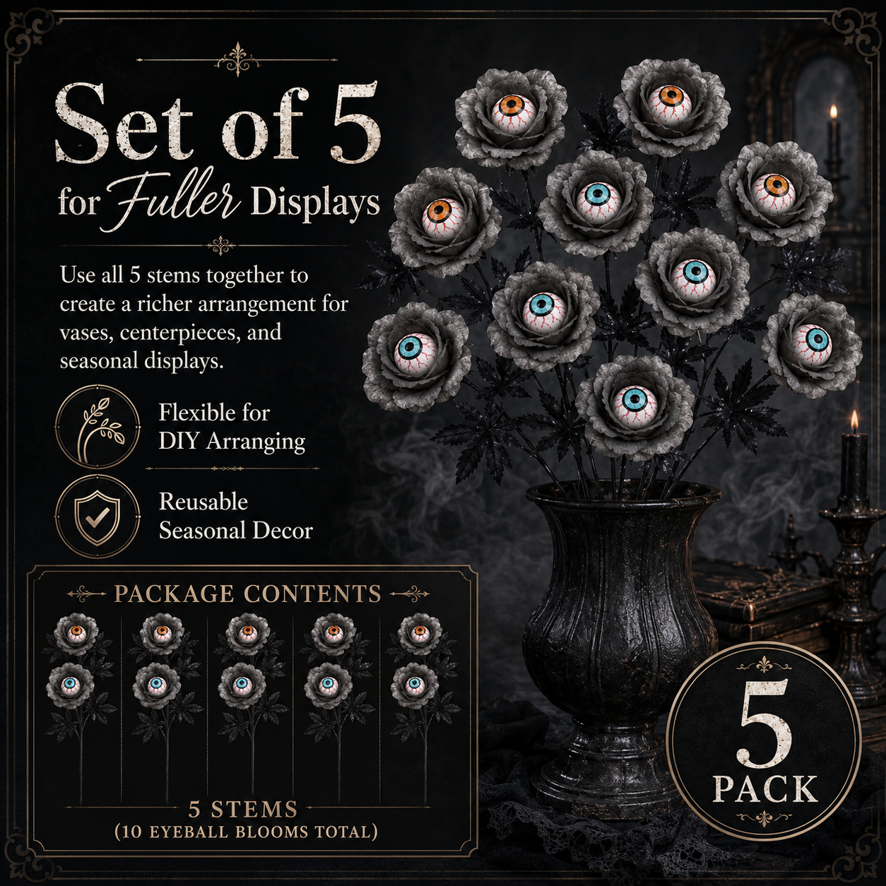 Halloween Eyeball Rose Stems