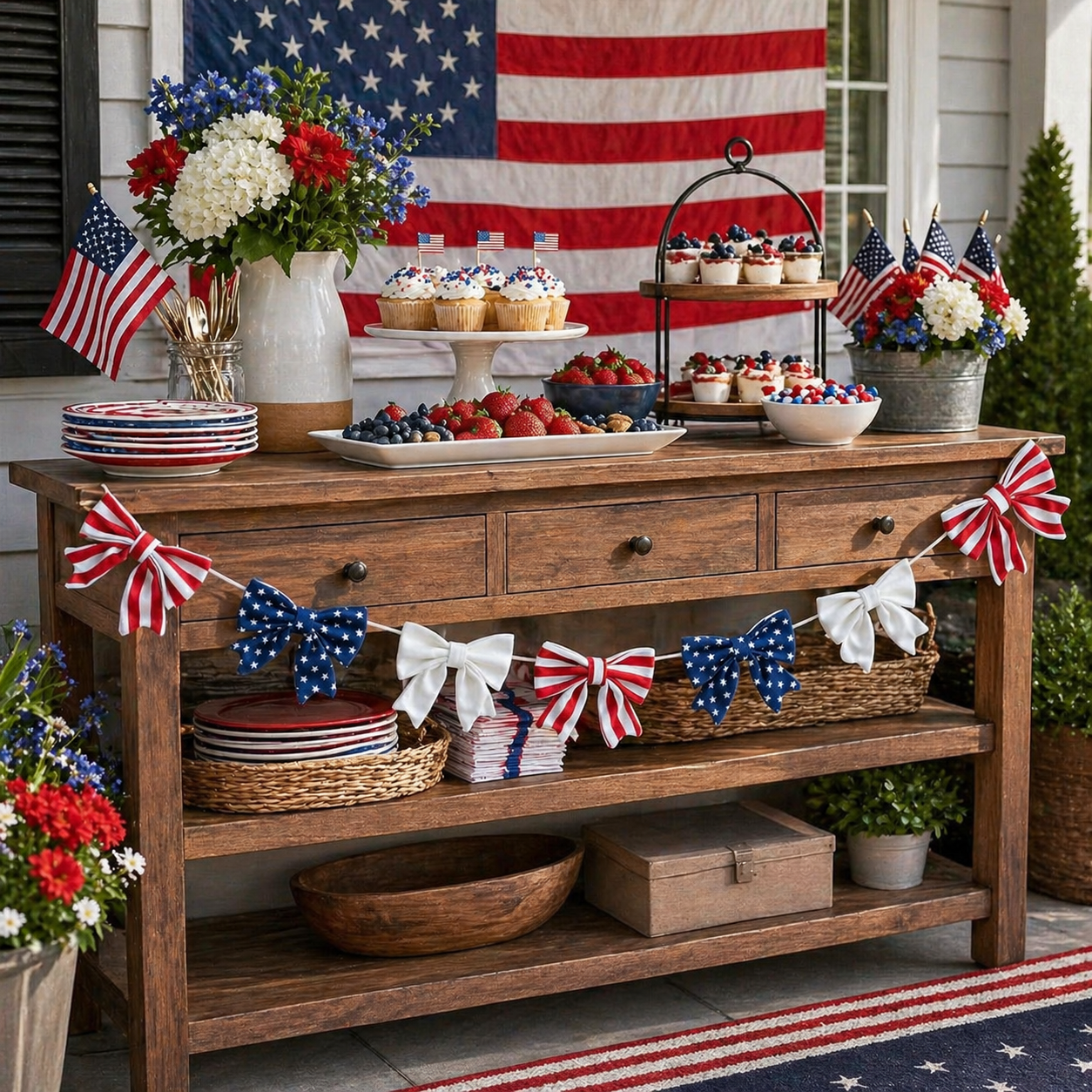 6.5 Ft Patriotic Bow Garland