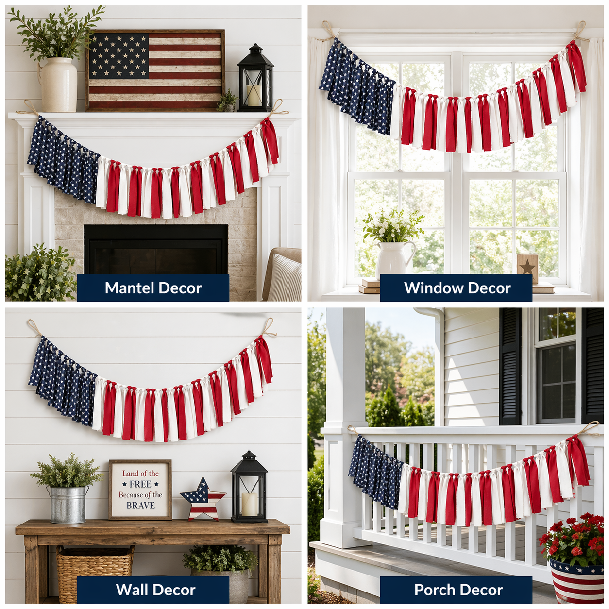 Handmade American Flag Garland