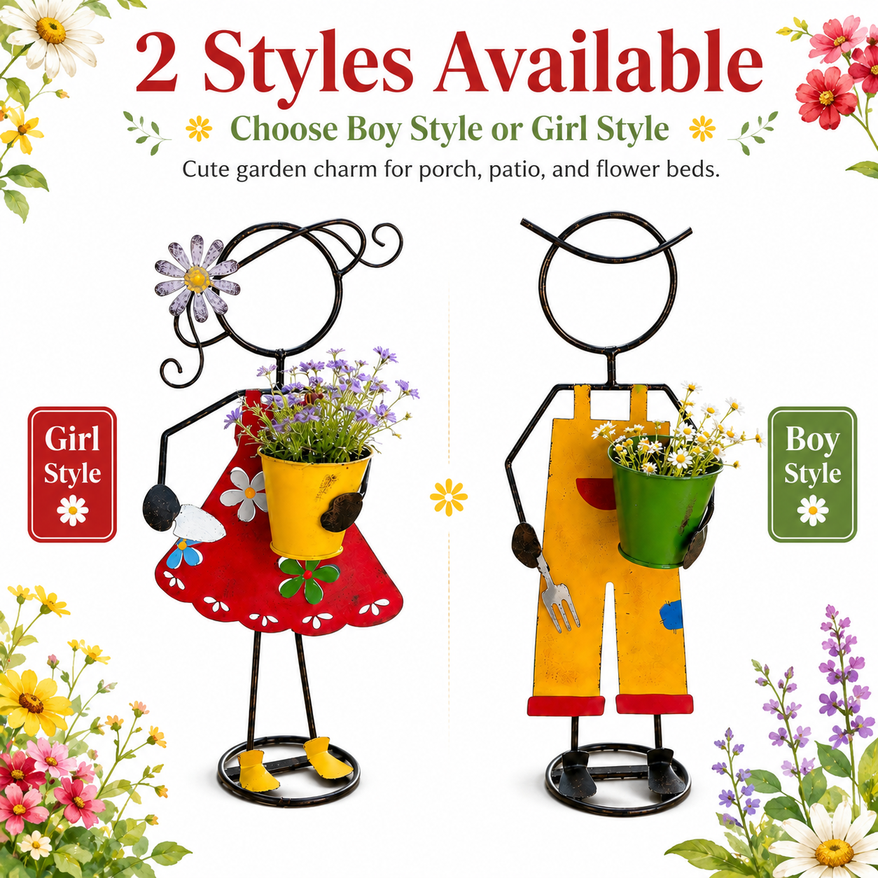 Cute Metal Garden Planter Statue