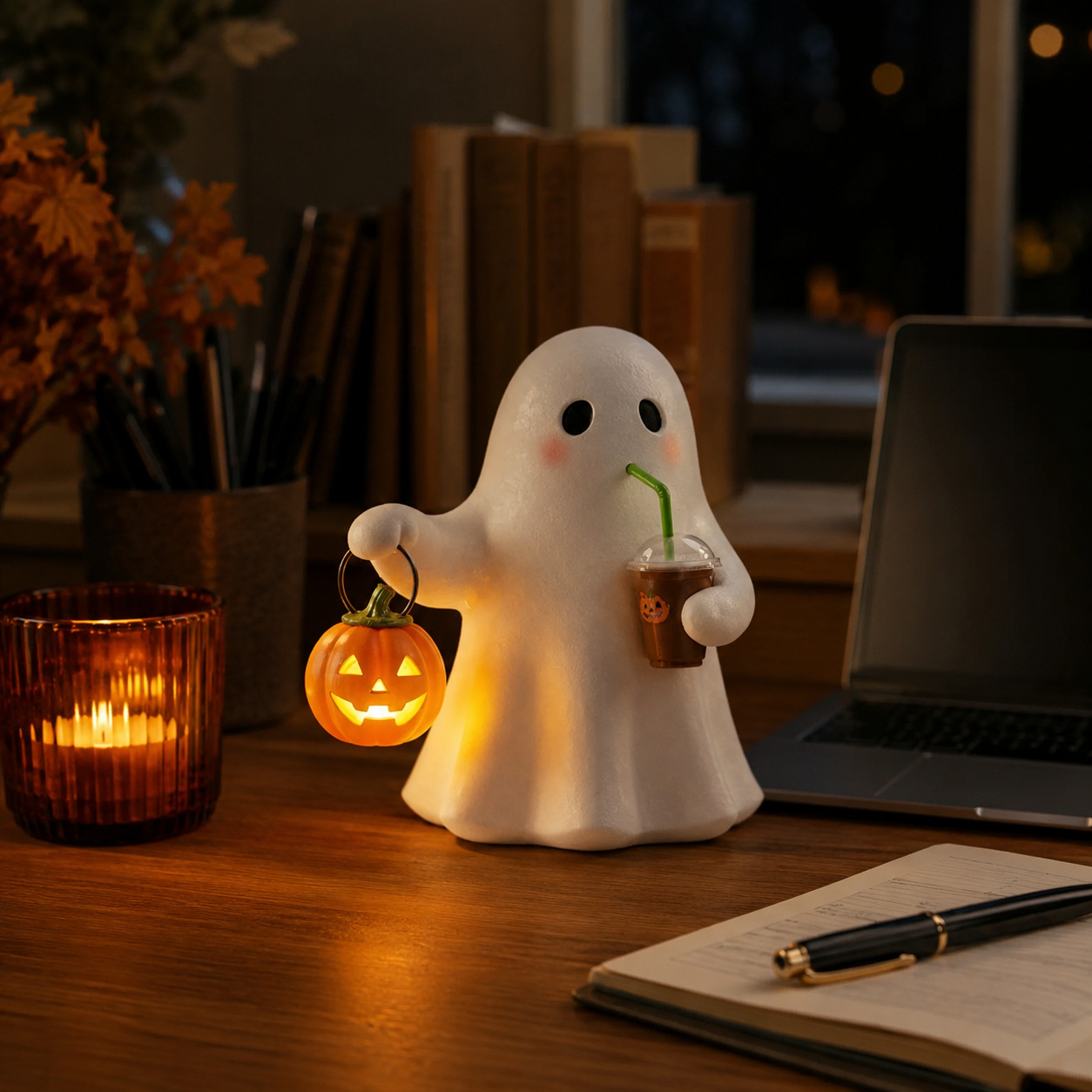 Cute Ghost Pumpkin Night Light