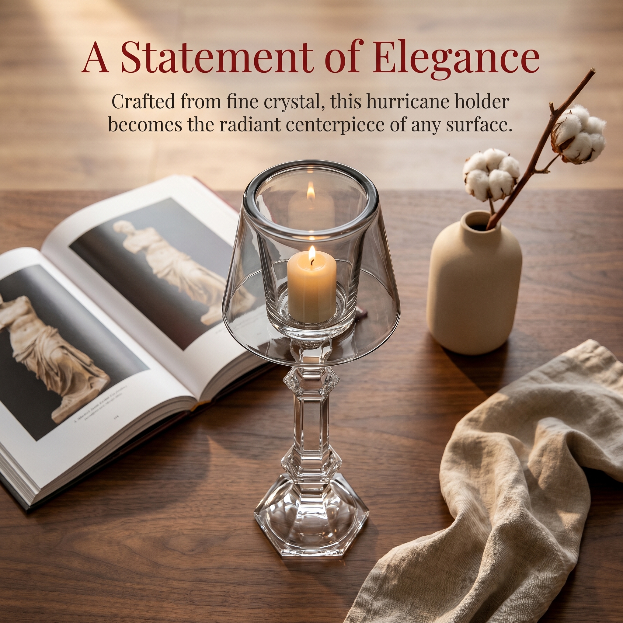 Elegant Crystal Hurricane Candleholder