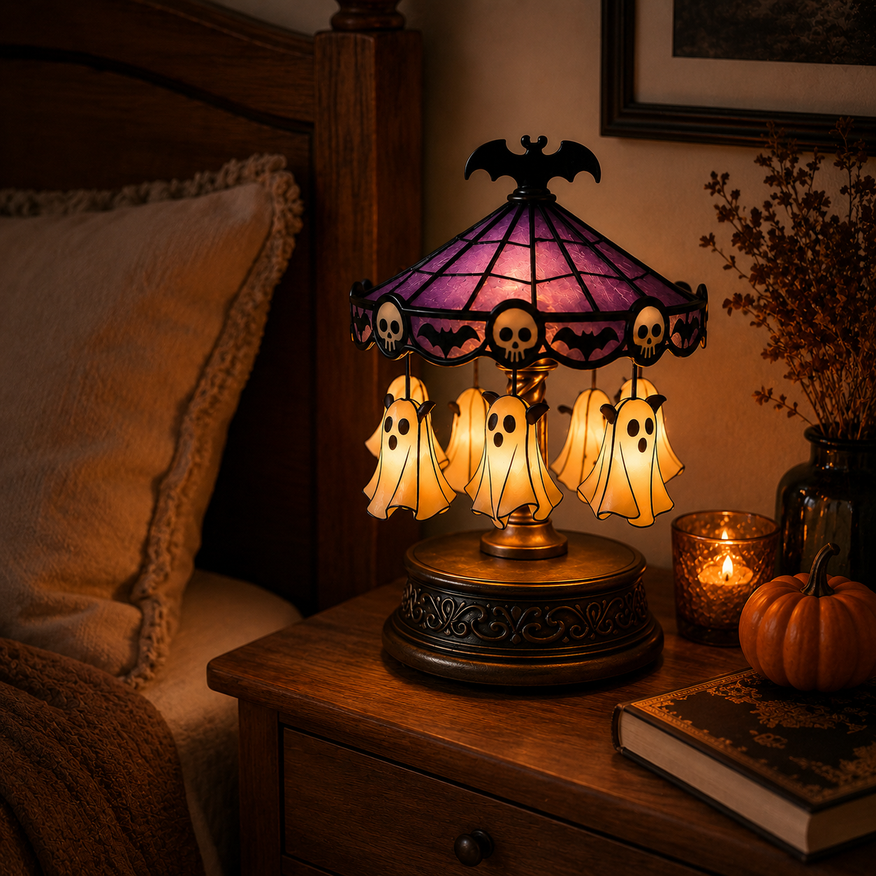 Halloween Ghost Carousel Table Lamp
