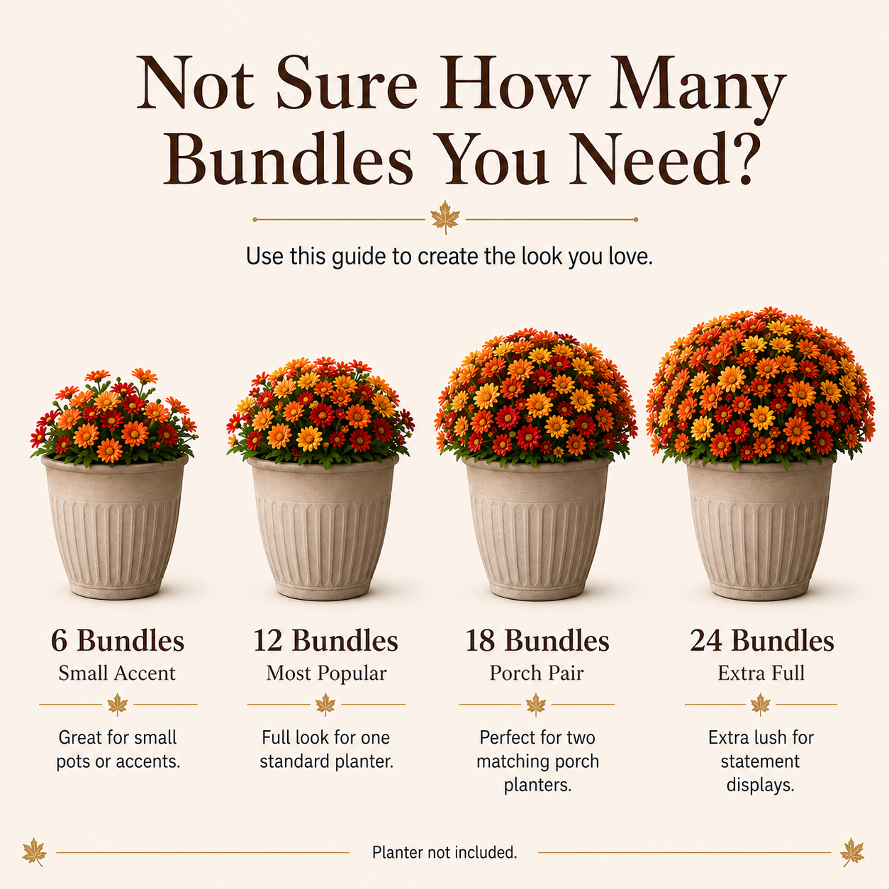 Outdoor Artificial Fall Mums Flower Bundles