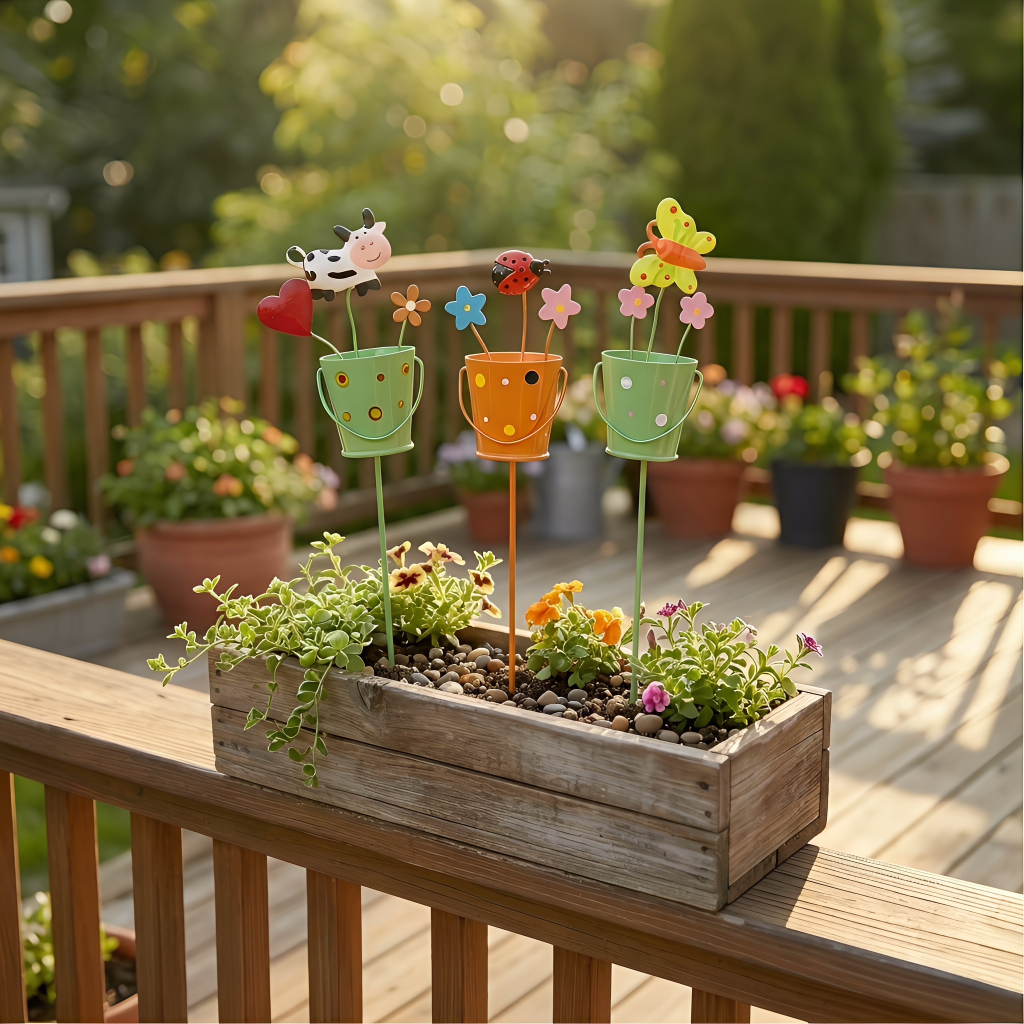 Set of 3 Metal Flower Pot Garden Stakes