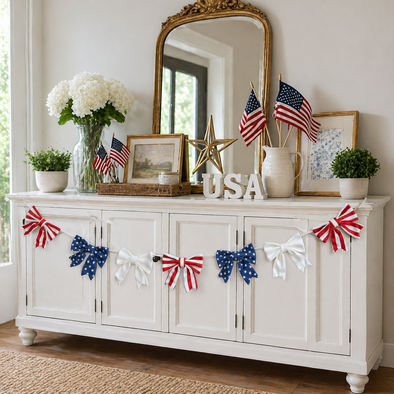 6.5 Ft Patriotic Bow Garland