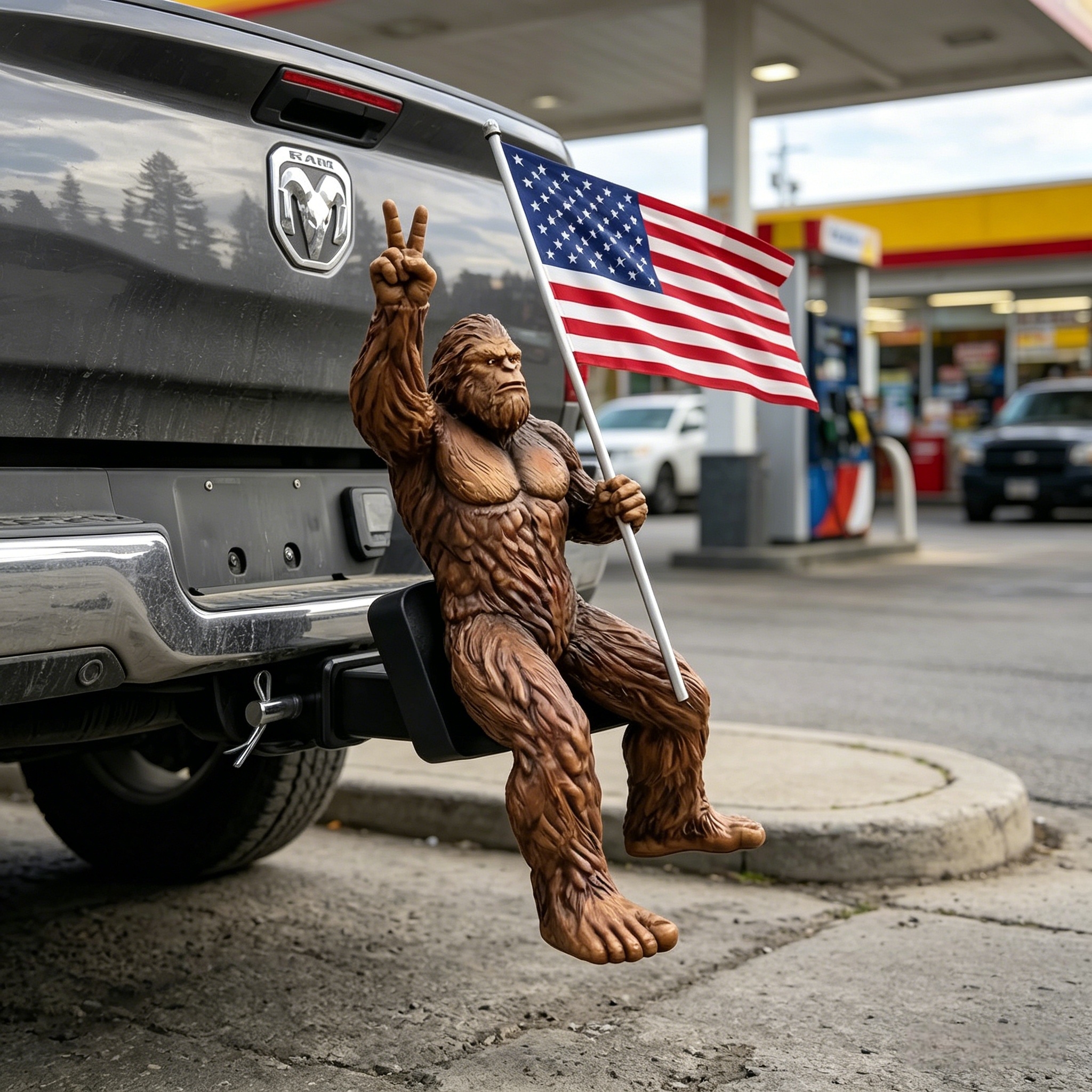 Bigfoot American Flag Hitch Cover