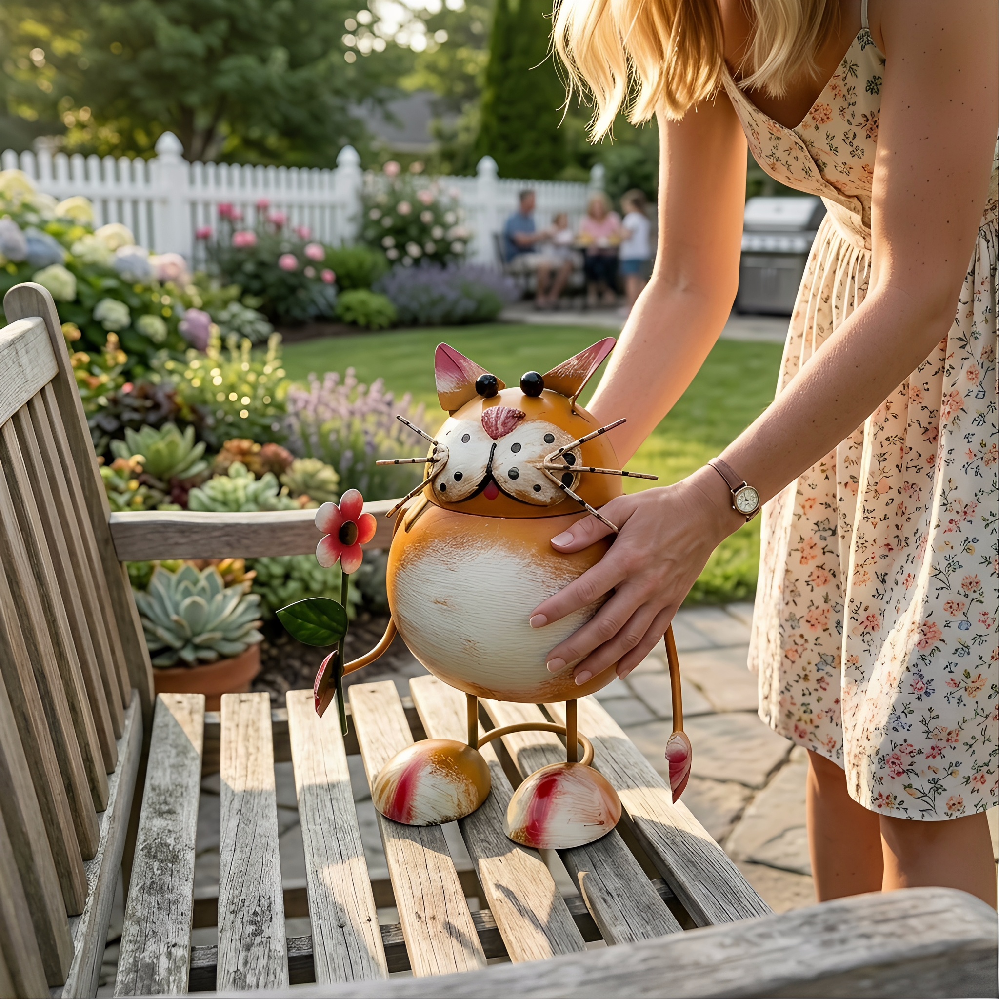 Rustic Cat-Shaped Iron Statue