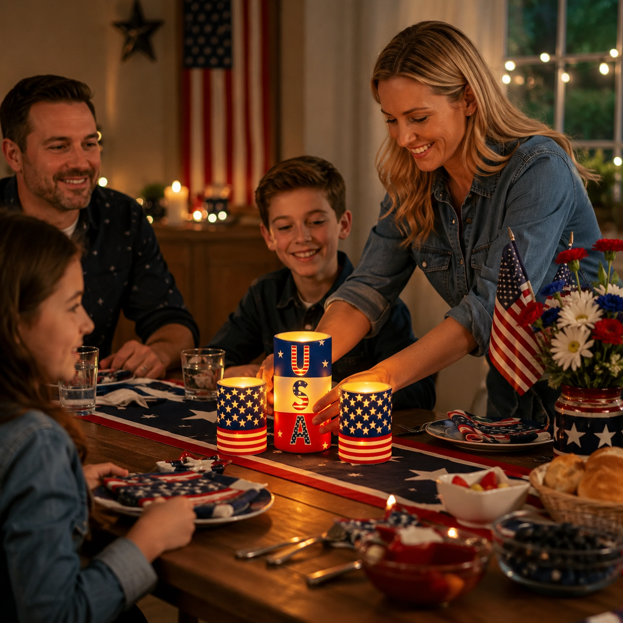 3PCS Patriotic Flameless LED Candle Set with Remote