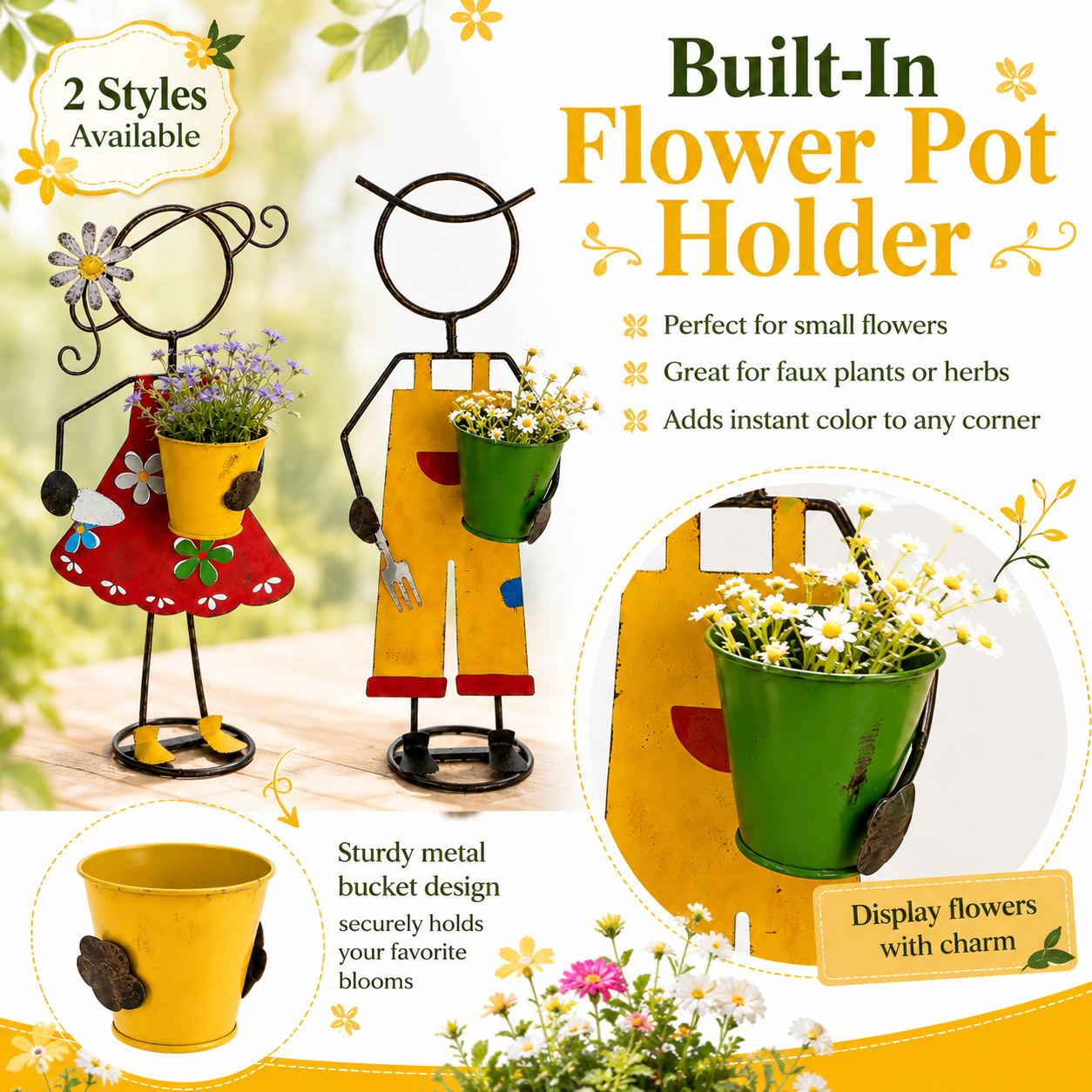 Cute Metal Garden Planter Statue