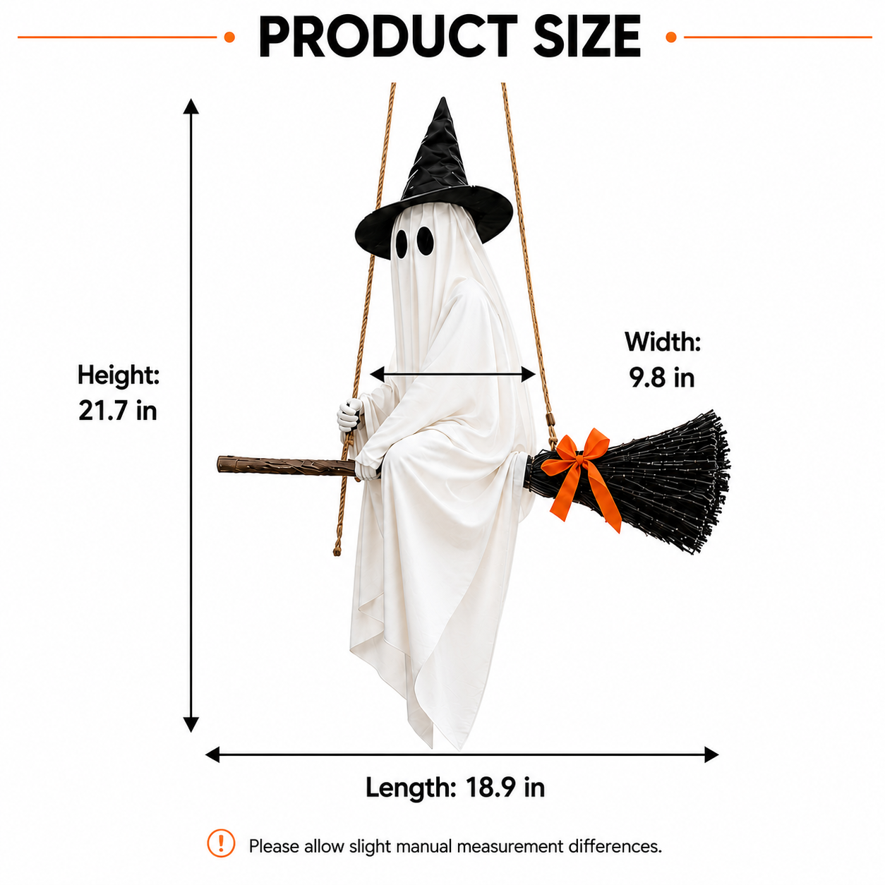 Lighted Hanging Ghost Witch Halloween Decoration