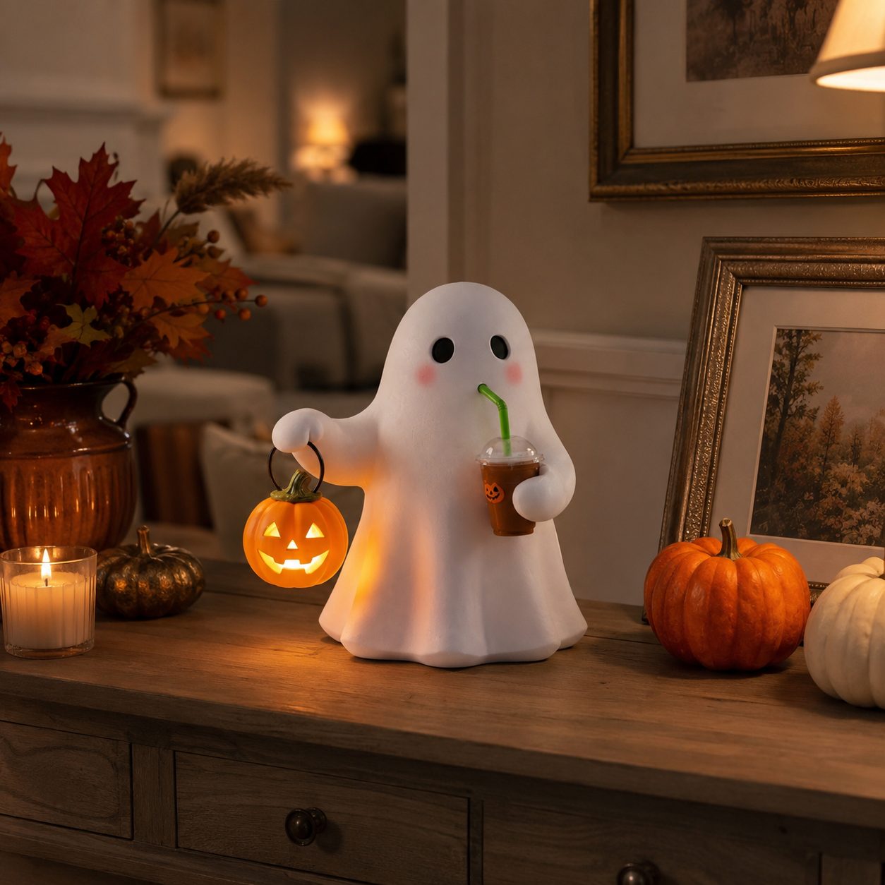 Cute Ghost Pumpkin Night Light