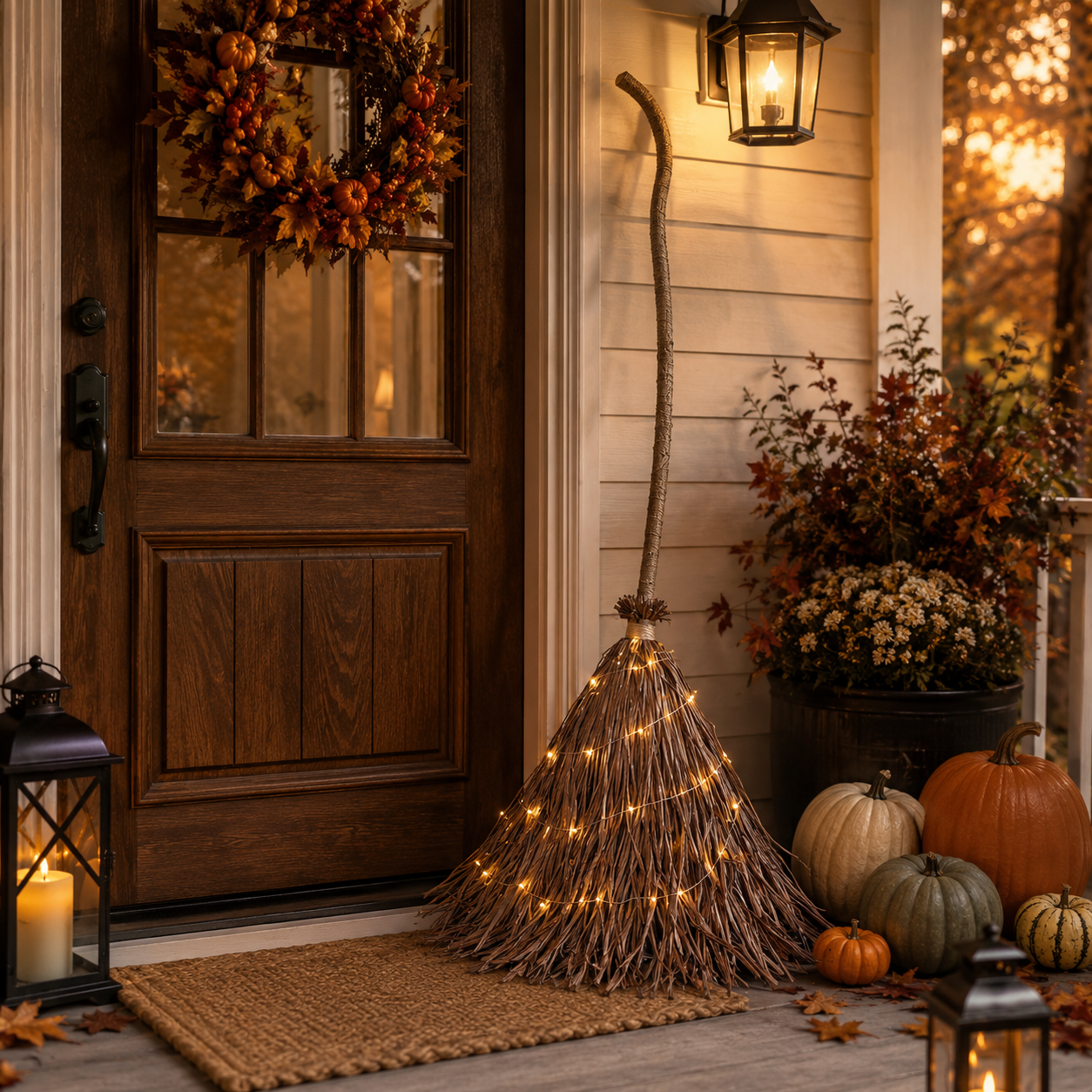5.5 Ft Giant Light-Up Witch’s Broom Halloween Decor