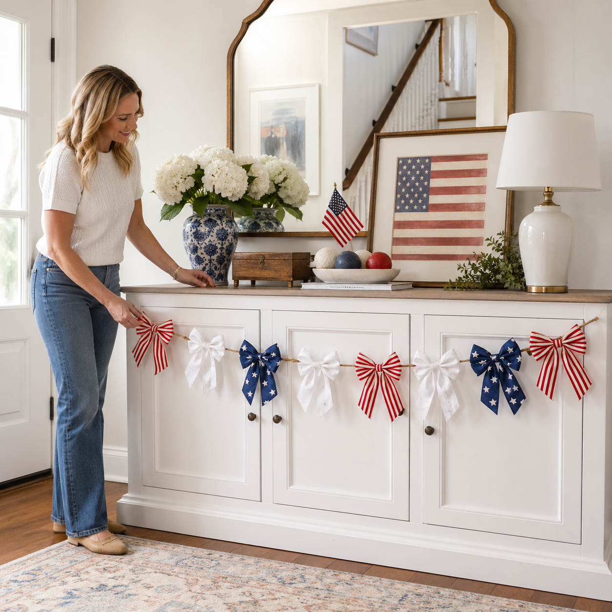 6.5 Ft Patriotic Bow Garland