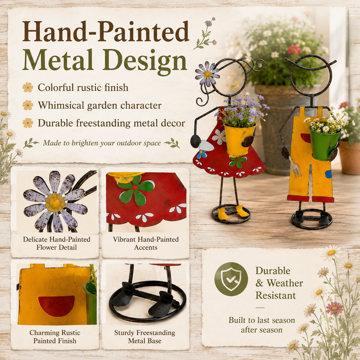 Cute Metal Garden Planter Statue