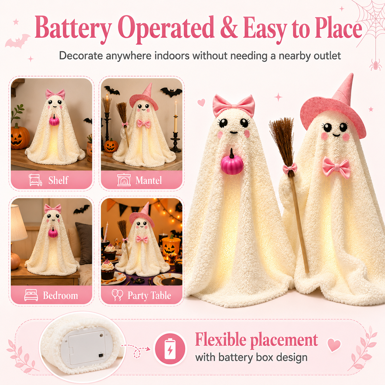 Lighted Plush Ghost Halloween Decorations