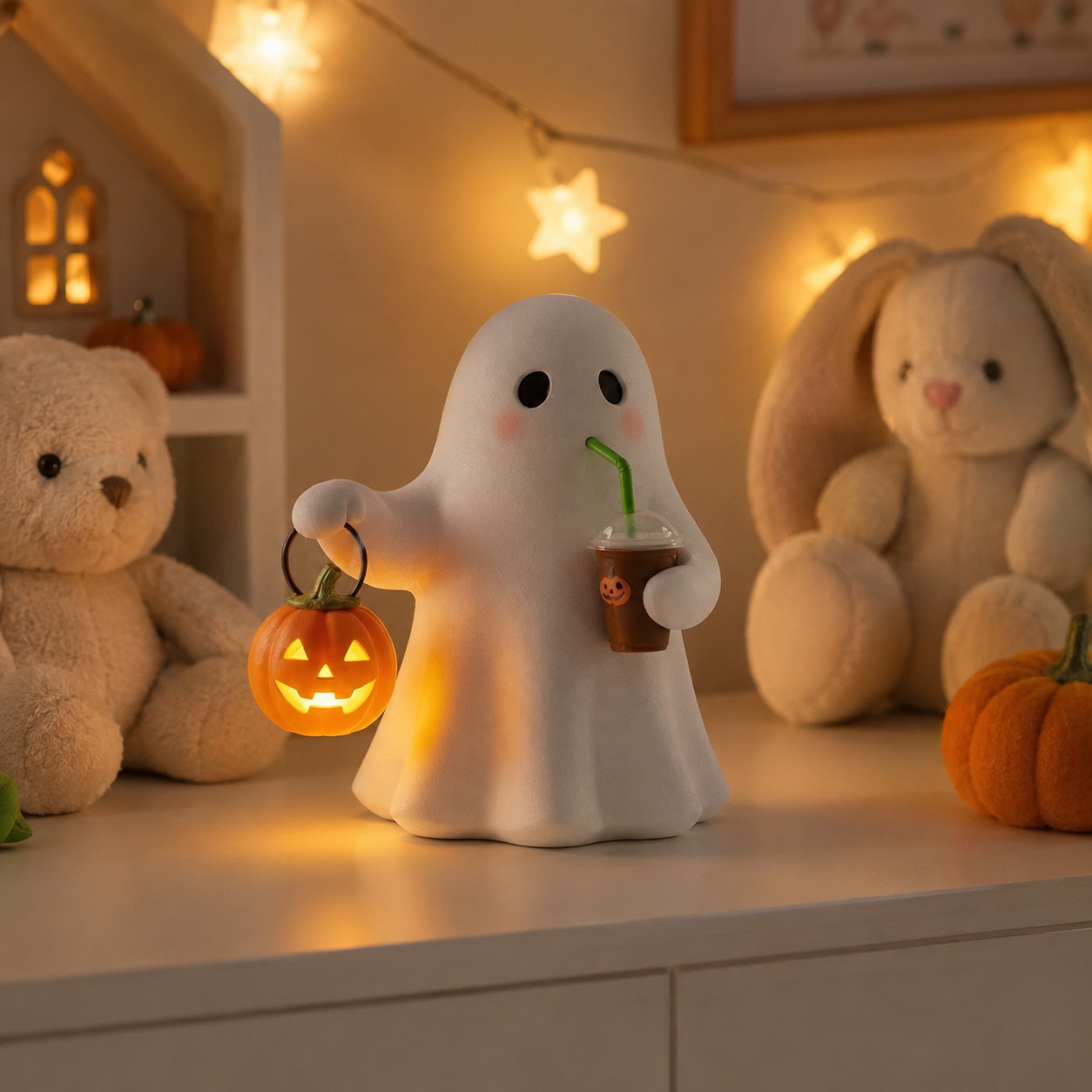 Cute Ghost Pumpkin Night Light