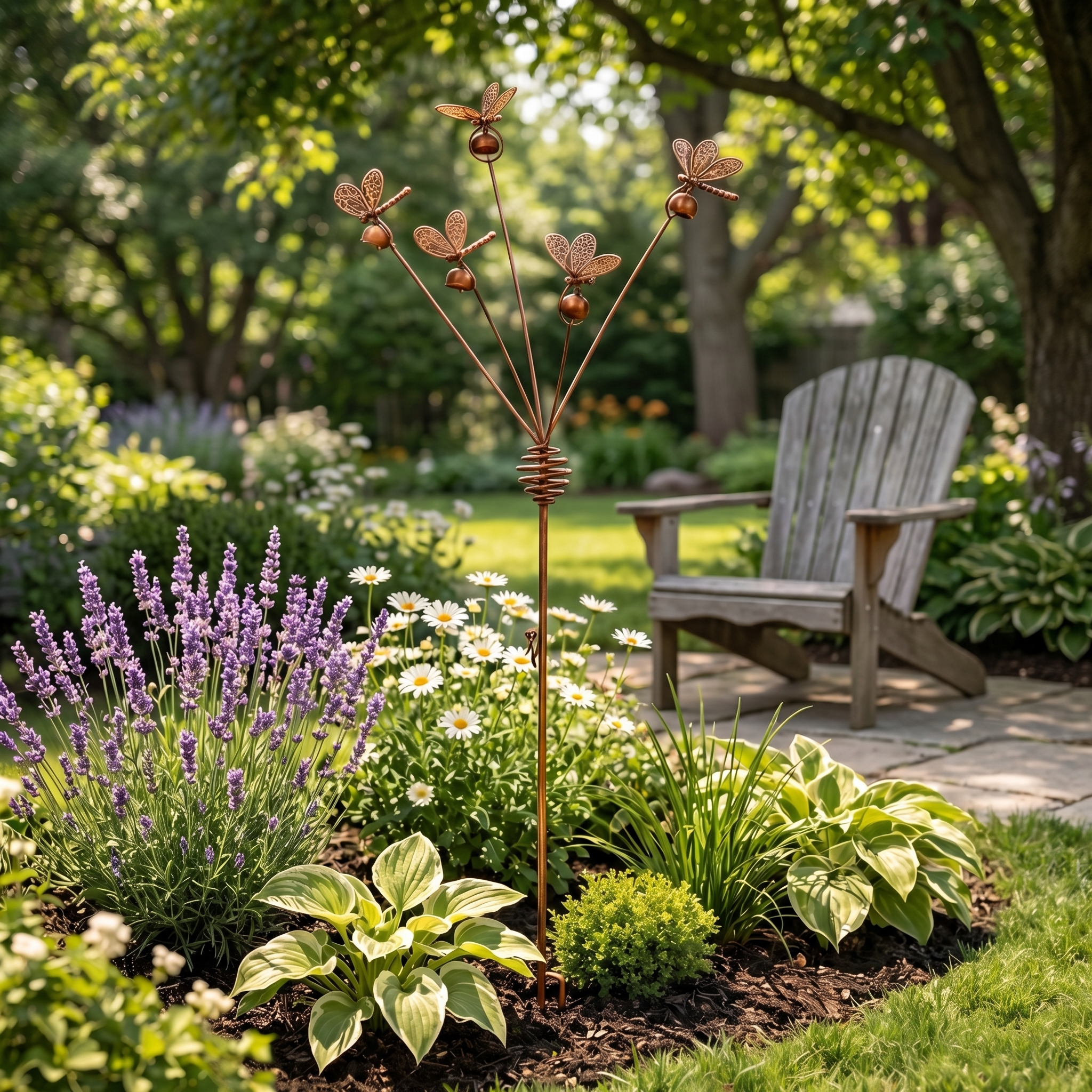 Dragonflies and Bells Garden Stake