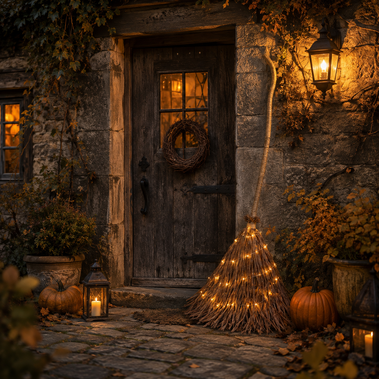 5.5 Ft Giant Light-Up Witch’s Broom Halloween Decor