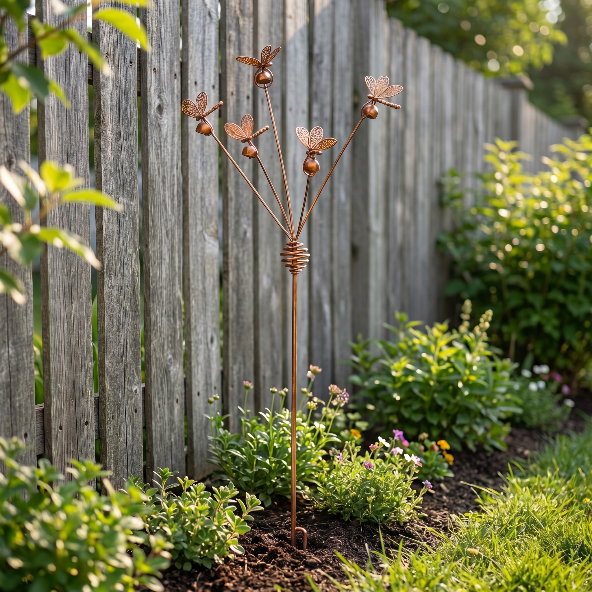 Dragonflies and Bells Garden Stake