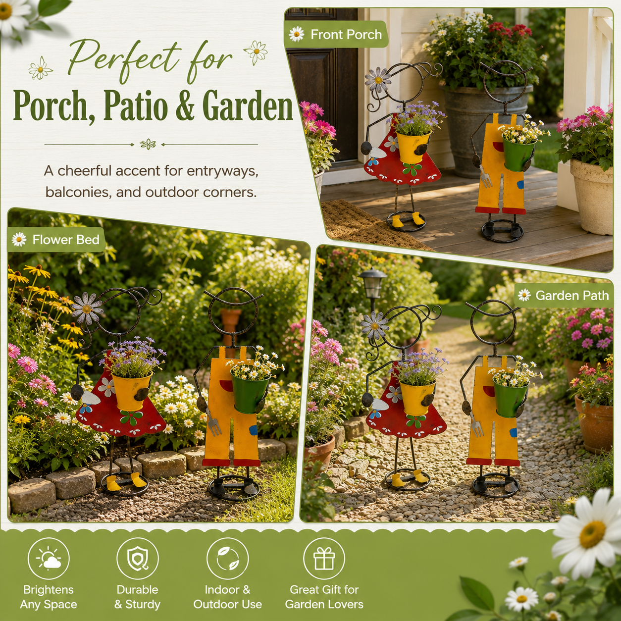 Cute Metal Garden Planter Statue