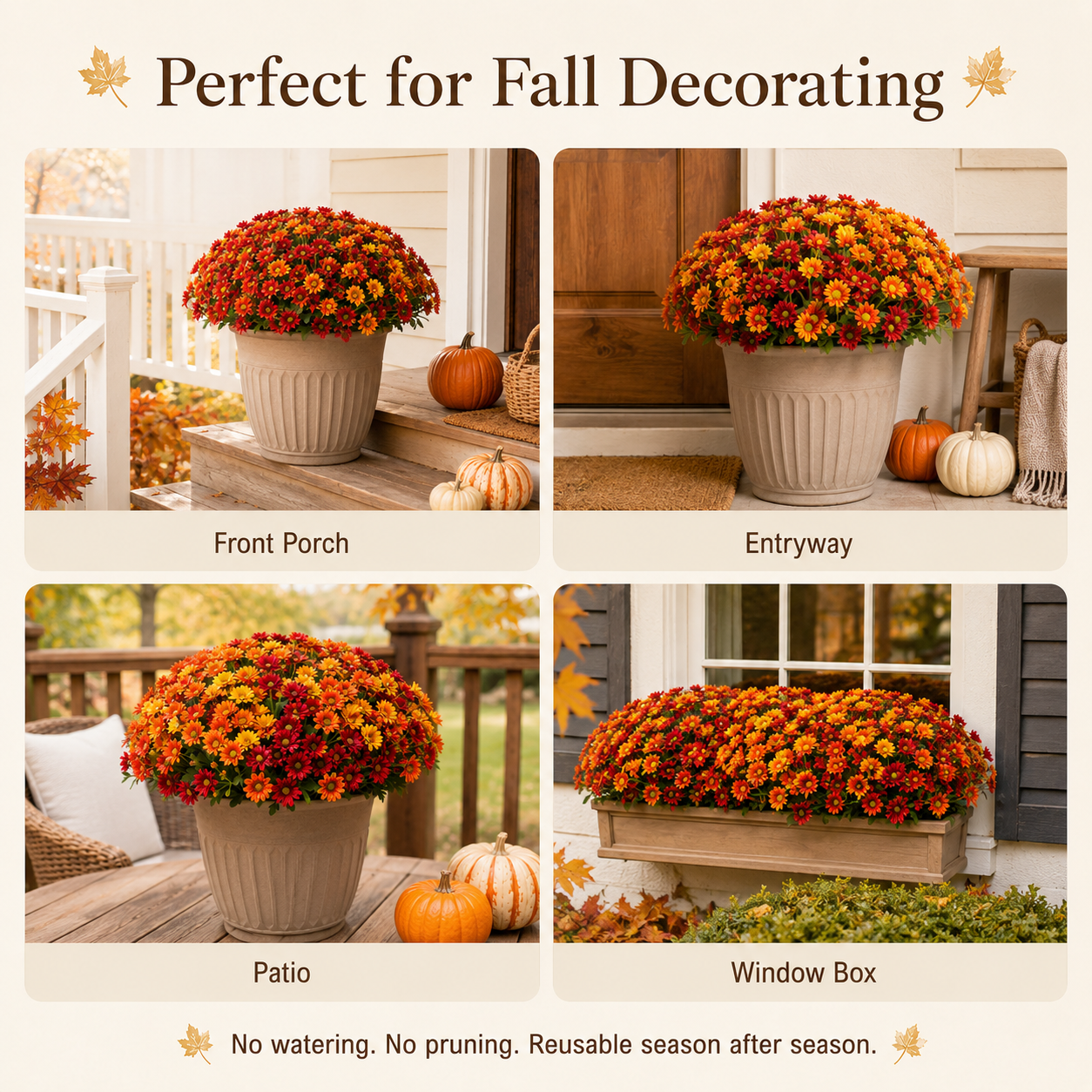 Outdoor Artificial Fall Mums Flower Bundles