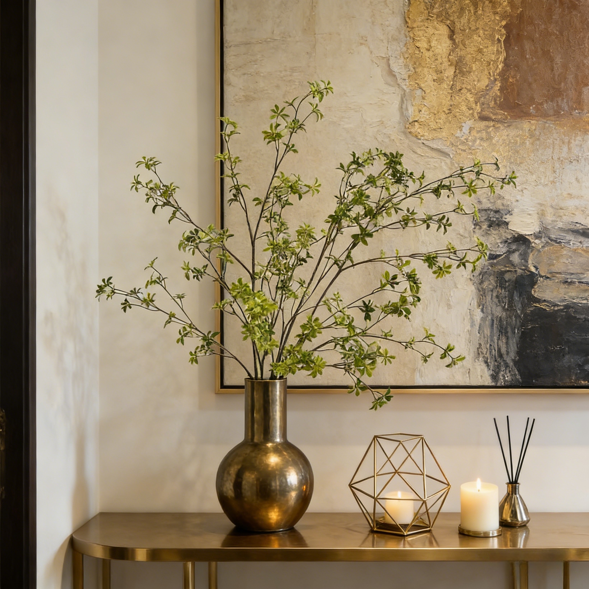 Artificial Greenery Stems – 47" Tall Real Touch Faux Enkianthus Twig Branches for Vase Filler, Home, Office, Wedding & Shop Décor