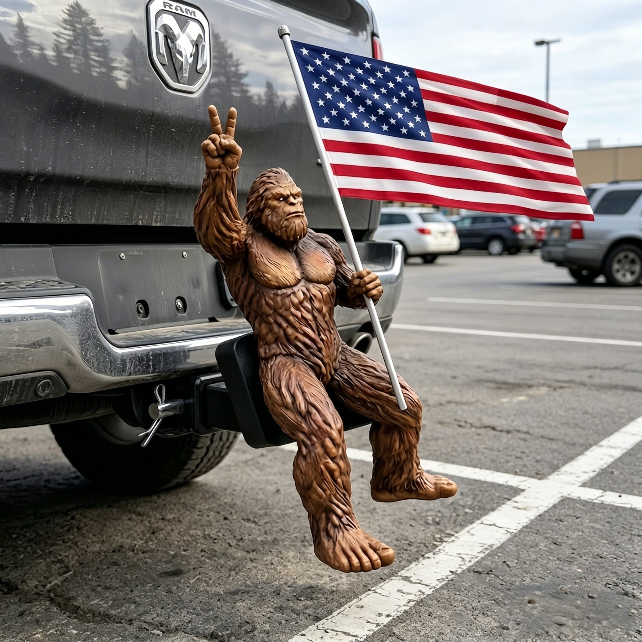 Bigfoot American Flag Hitch Cover