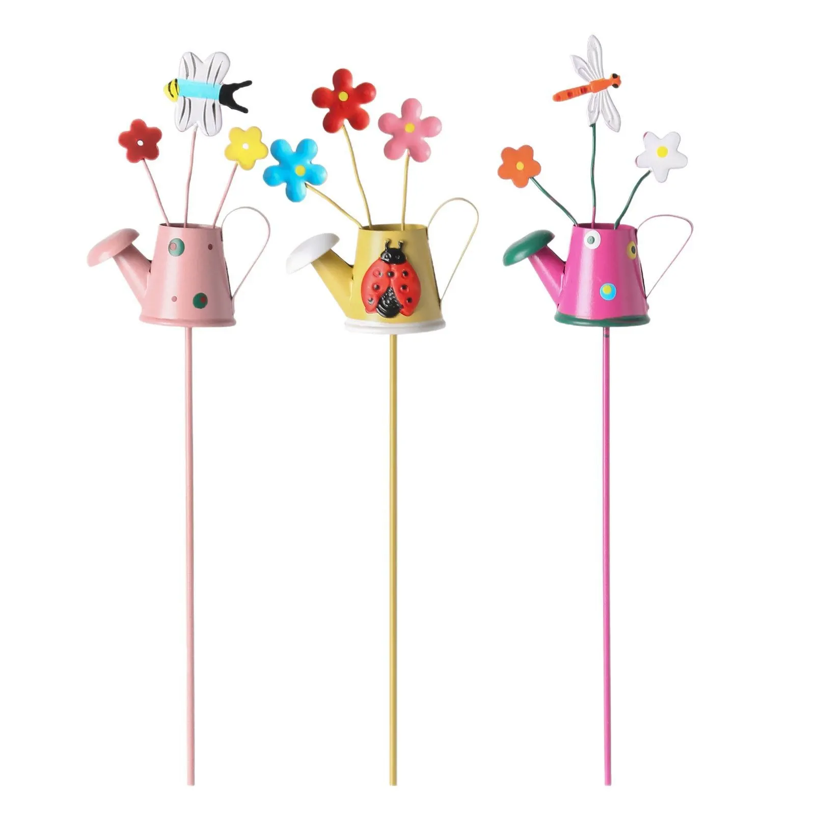 Set of 3 Metal Flower Pot Garden Stakes