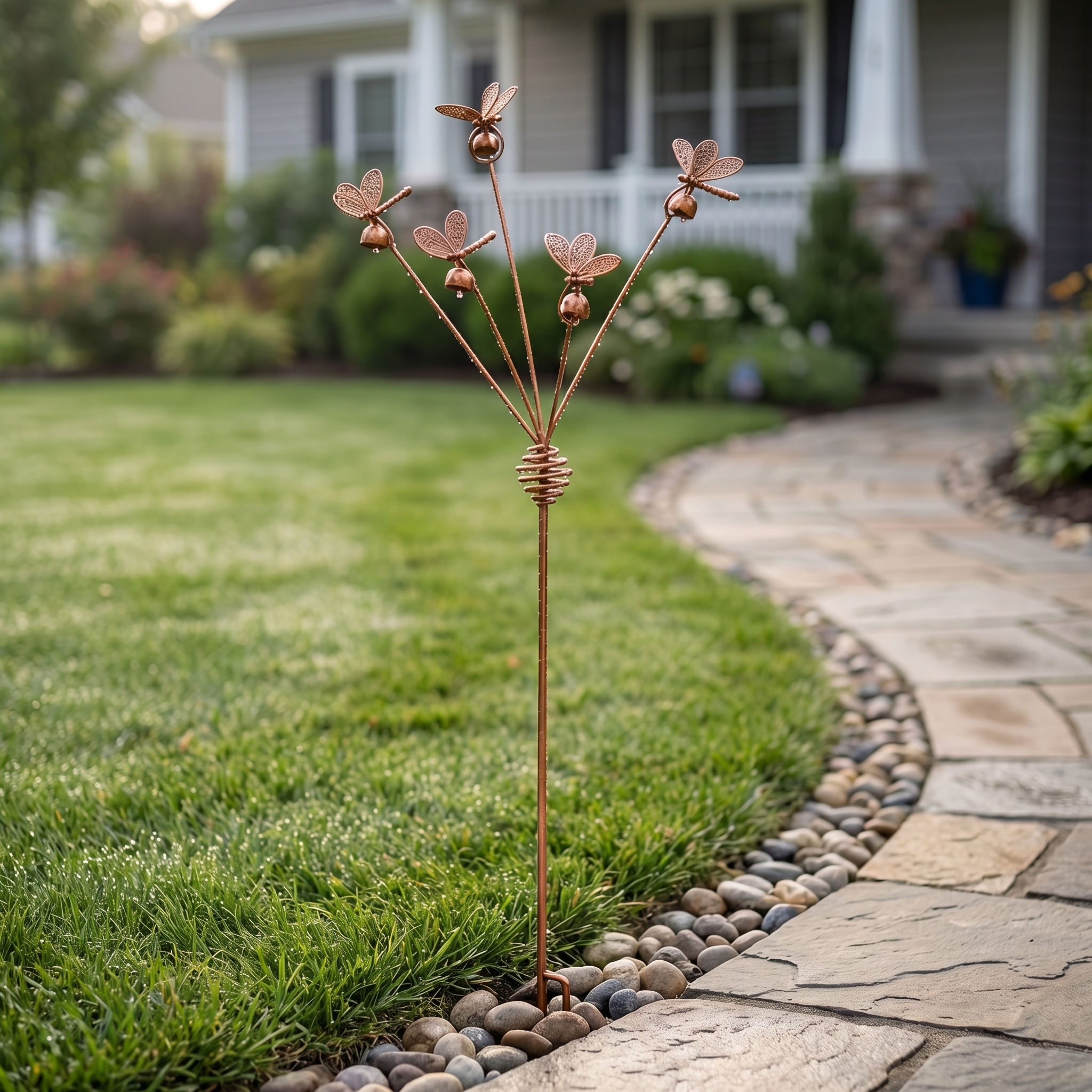 Dragonflies and Bells Garden Stake