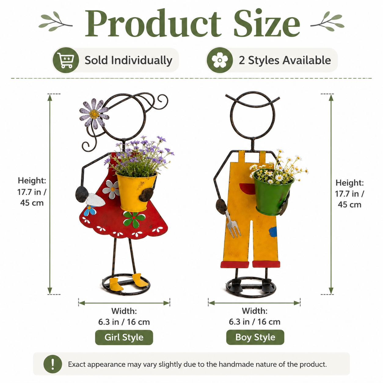 Cute Metal Garden Planter Statue