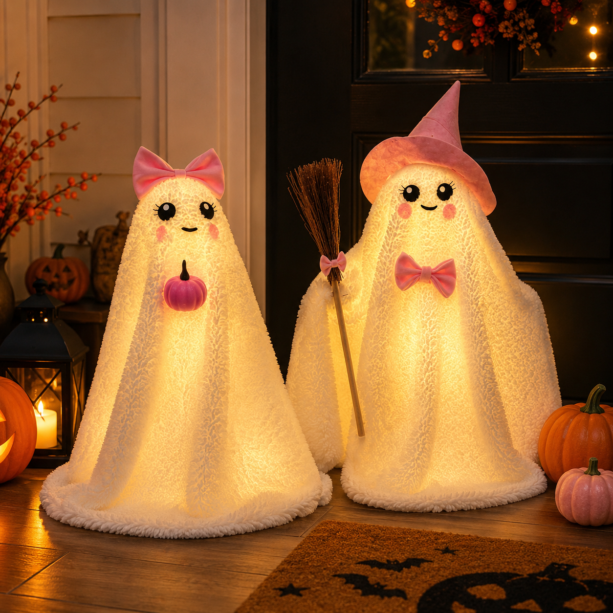 Lighted Plush Ghost Halloween Decorations