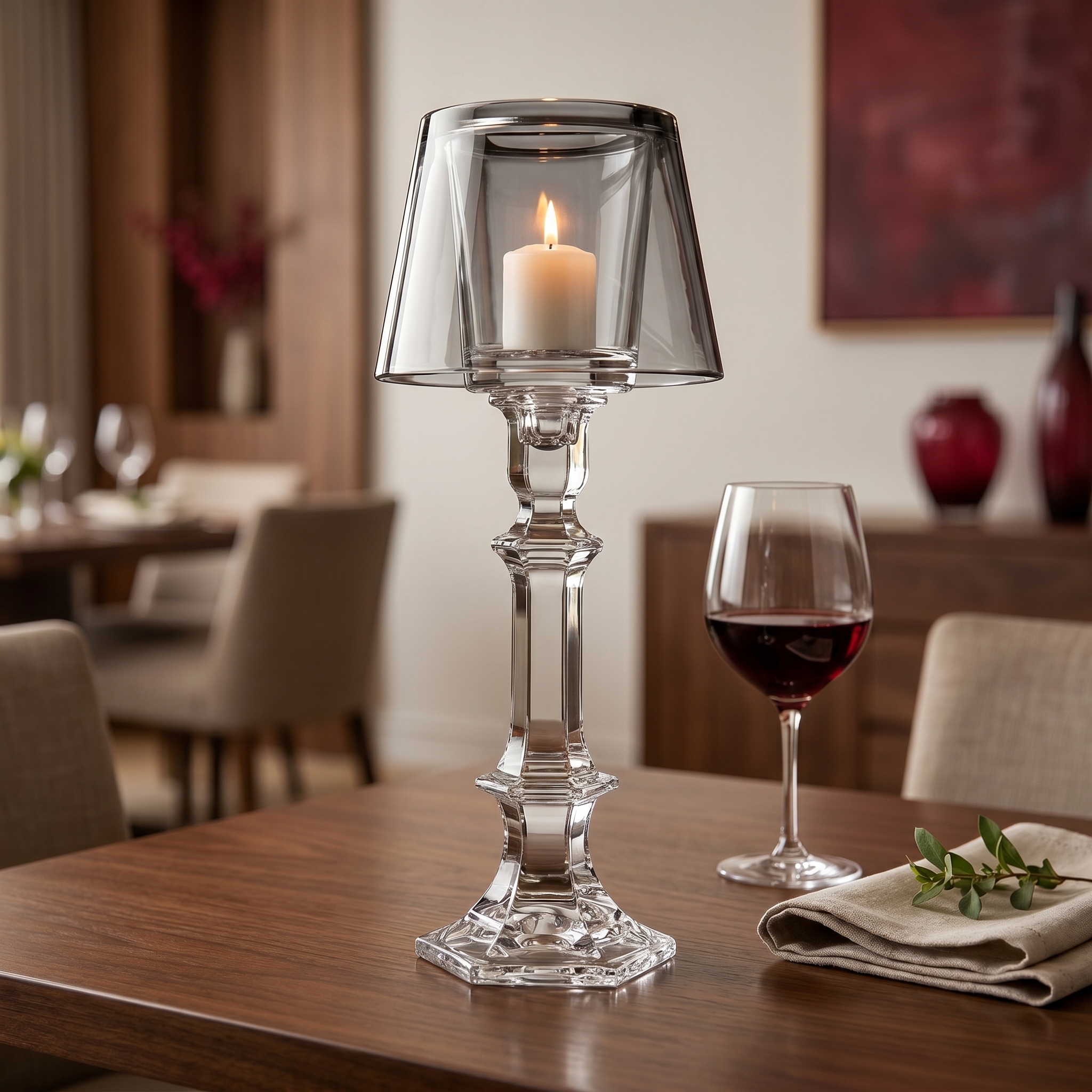 Elegant Crystal Hurricane Candleholder