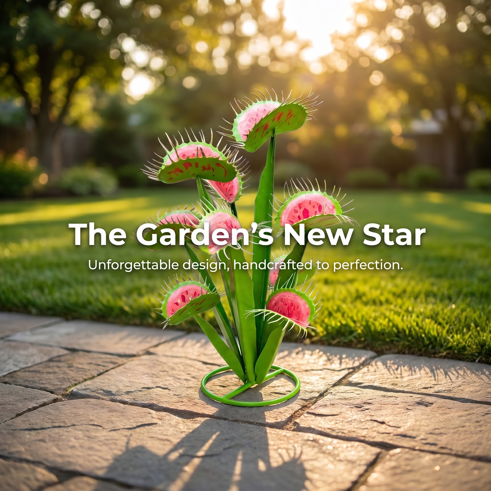 Metal Handpainted Venus Flytrap Garden Sculpture