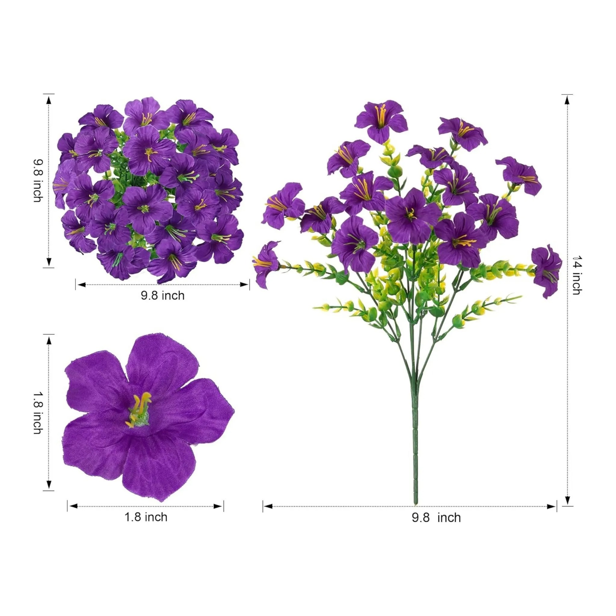 Artificial UV Resistant Eucalyptus Petunia Flowers