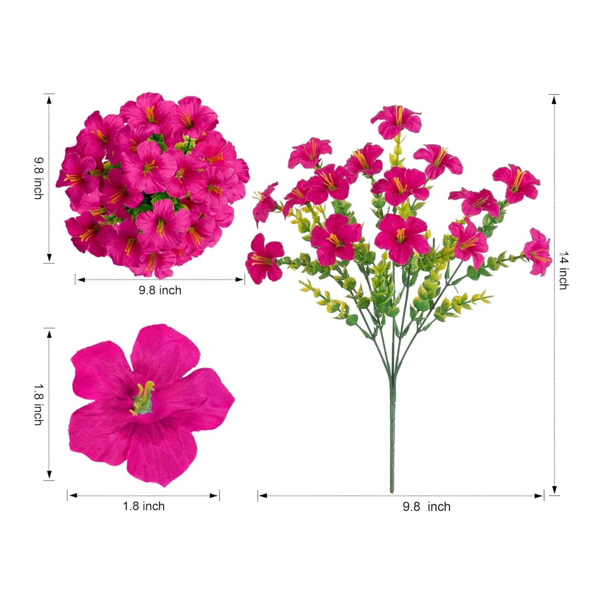 Artificial UV Resistant Eucalyptus Petunia Flowers